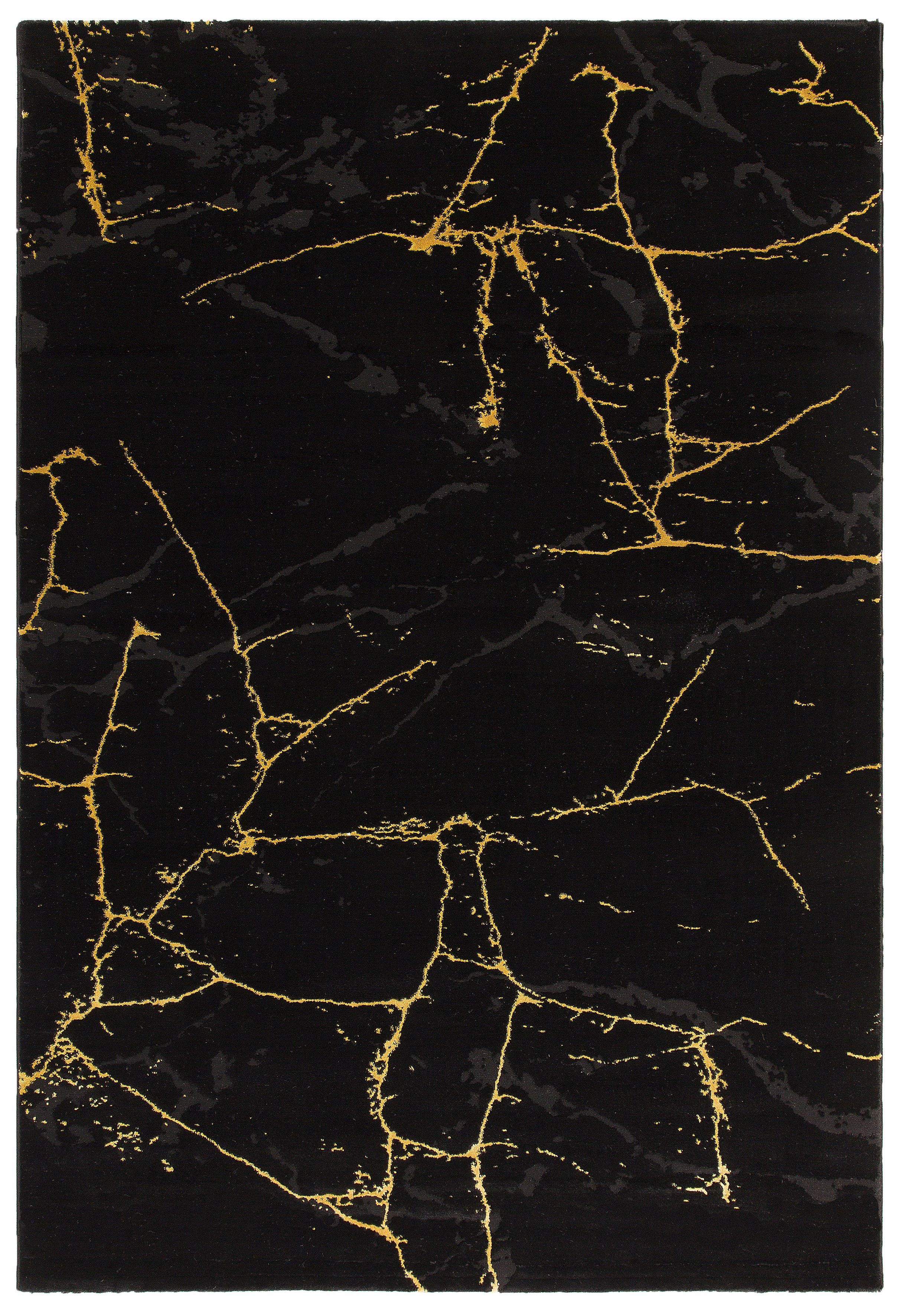 modernes black-gold Höhe: 12 Marmor-Design, pflegeleicht, Juliet, Kurzflor, Teppich Leonique, mm, rechteckig, weich