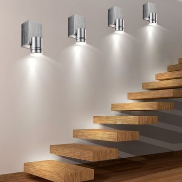 etc-shop LED Wandleuchte, LED-Leuchtmittel fest verbaut, Warmweiß, 4er Set LED Wand Spot Strahler Wohn Ess Zimmer Beleuchtung ALU