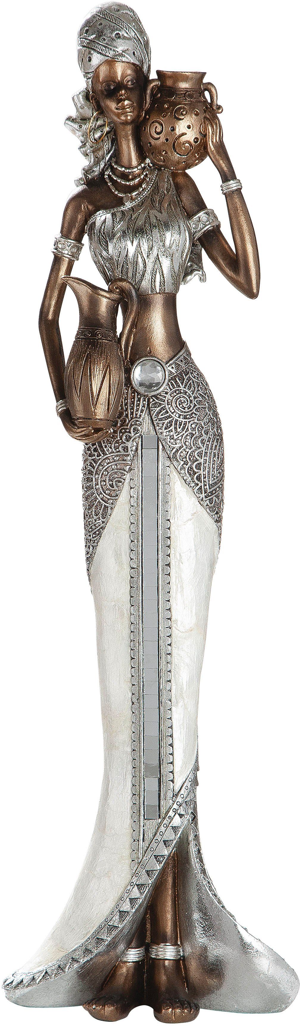 GILDE Afrikafigur »Figur Sahel mit Perlmutt, silber« (1 Stück), Höhe 45 cm,  handbemalt, Wohnzimmer online kaufen | OTTO