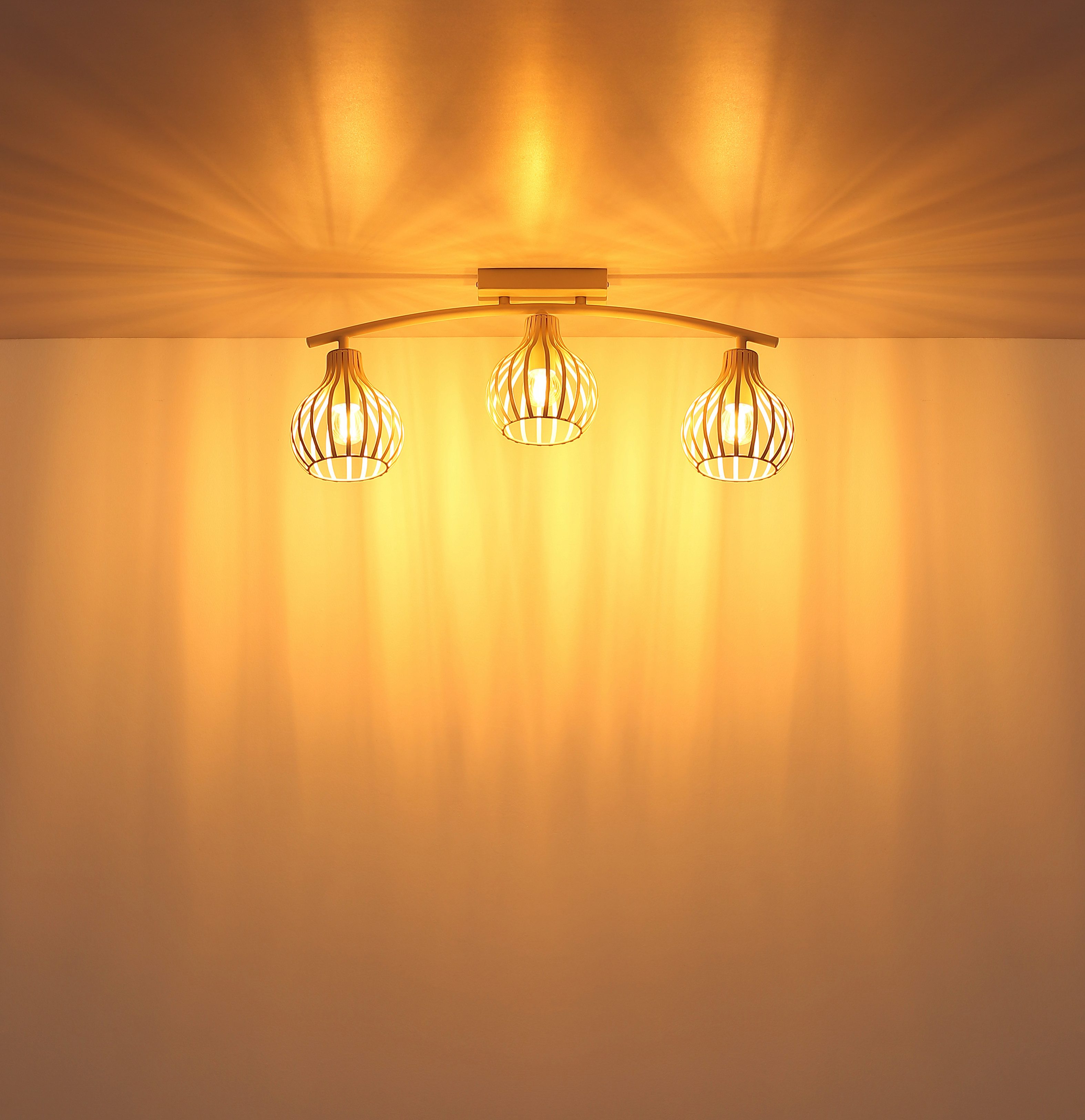 my home Deckenleuchte Heta, Deckenlampe Metall cremefarben, exkl. 3x E14 40 günstig online kaufen