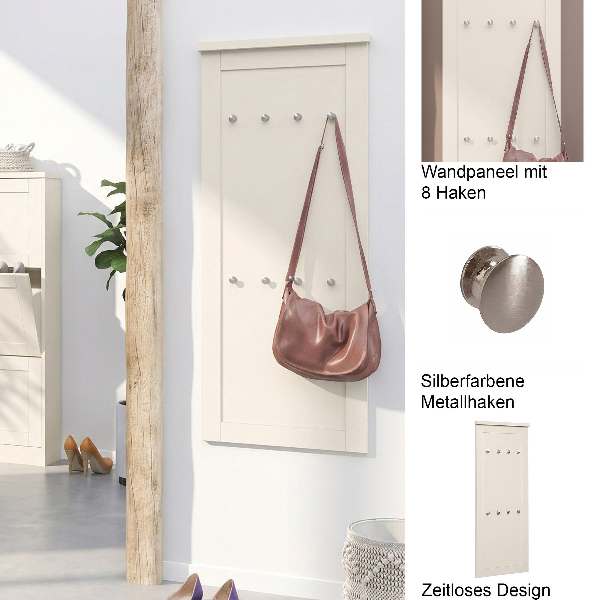 OTTO home Garderobenpaneel Heide, mit 8 Haken, Höhe 120 cm, Breite 50 cm – Bild 3 von 5