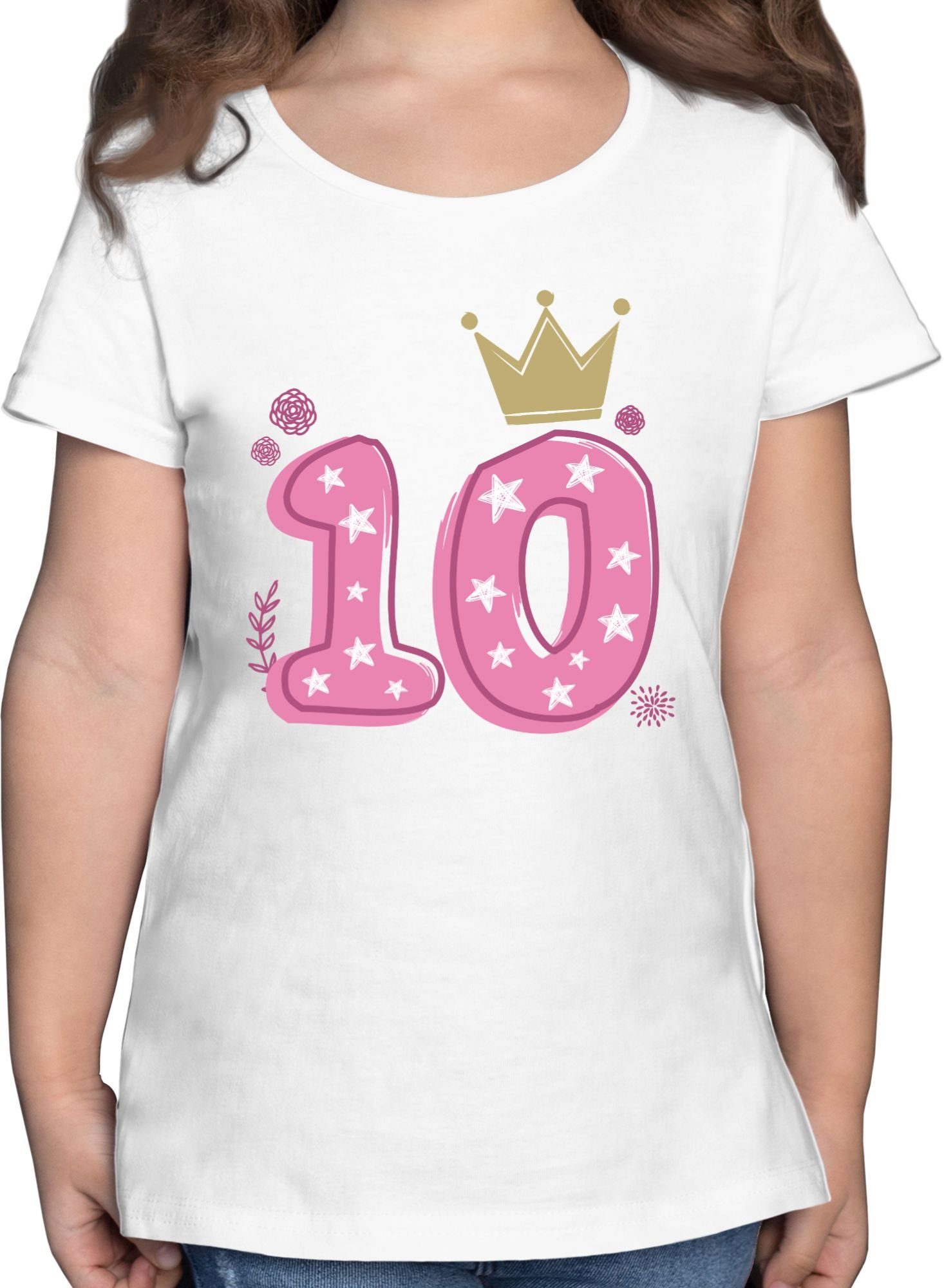 T-Shirt Zehnter Mädchen Krone Sterne