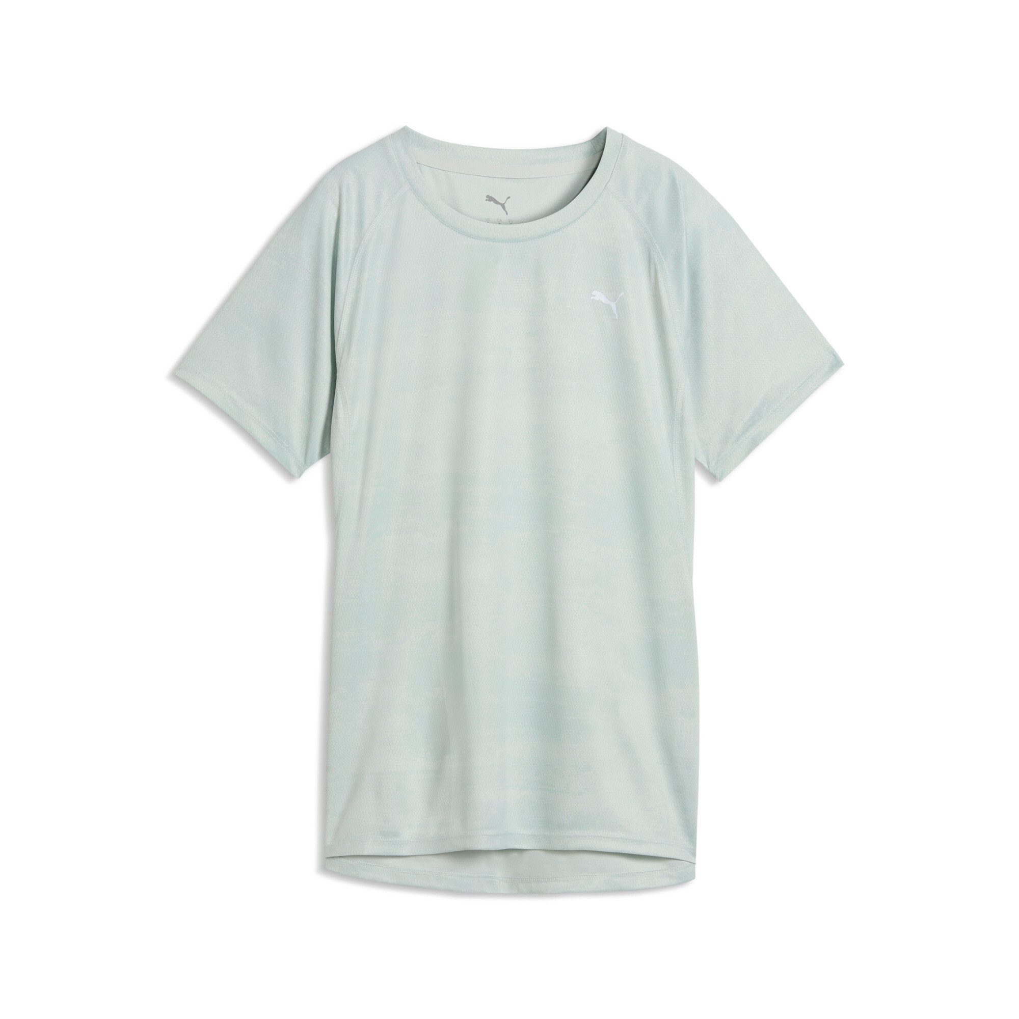 PUMA Laufshirt W RUN VELOCITY AOP TEE T-Shirt, mit Rundhalsausschnitt, mit jamaikanischem Aufdruck