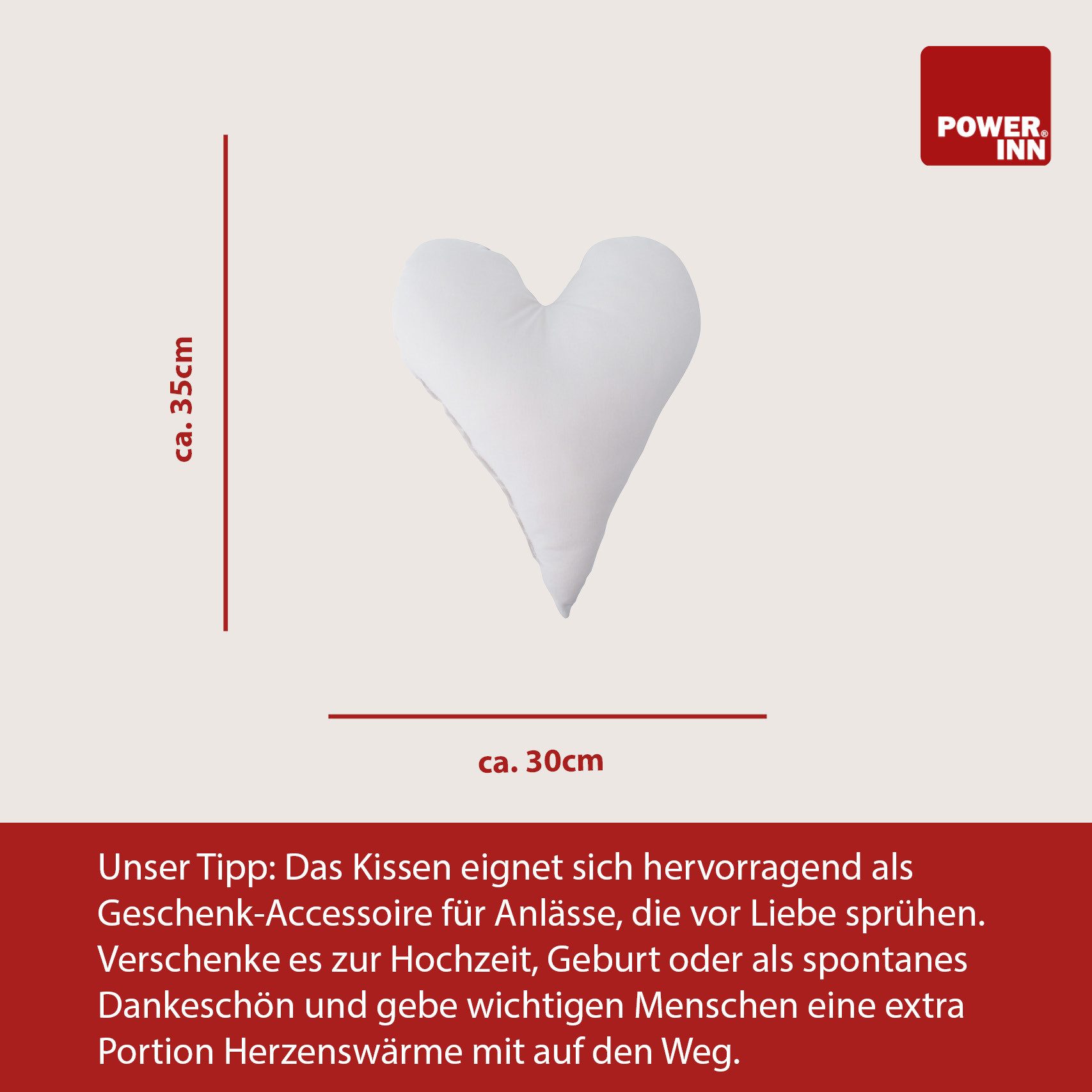 POWER INN Dekokissen POWER INN Herzkissen klein, Rot mit weißen Punkten, Dekokissen