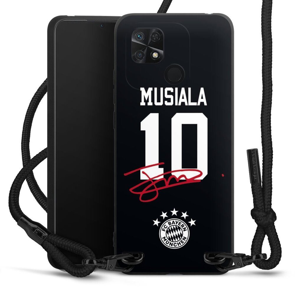 DeinDesign Handyhülle FC Bayern München Jamal Musiala FCB Musiala 10, Xiaomi Redmi 10C Premium Handykette Hülle mit Band Case zum Umhängen