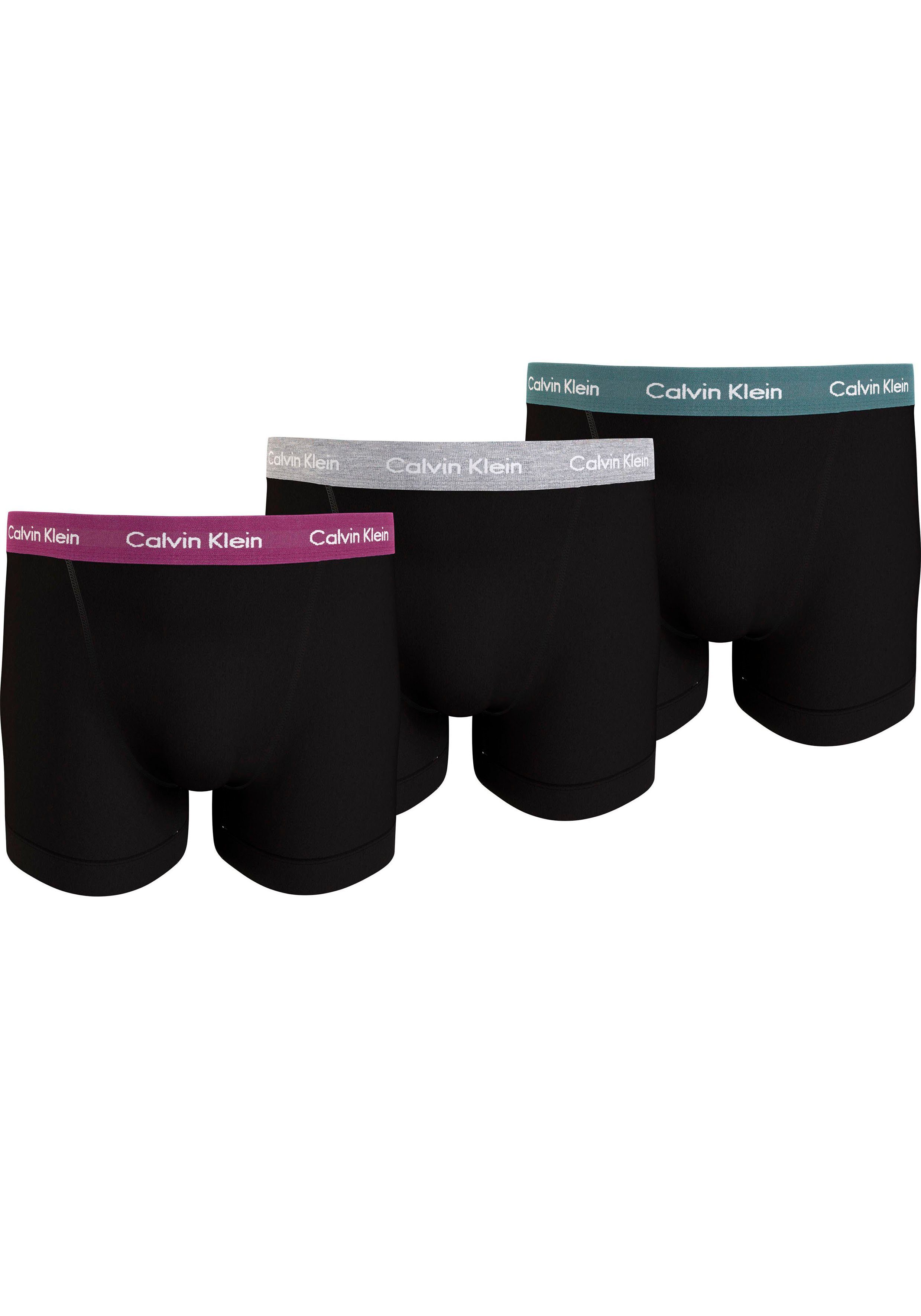 Calvin Klein Underwear Trunk TRUNK Logo B-_WILD_ASTER,_GRY_HTHR_ARTC_GRN_WB (Packung, 3er) mit 3PK
