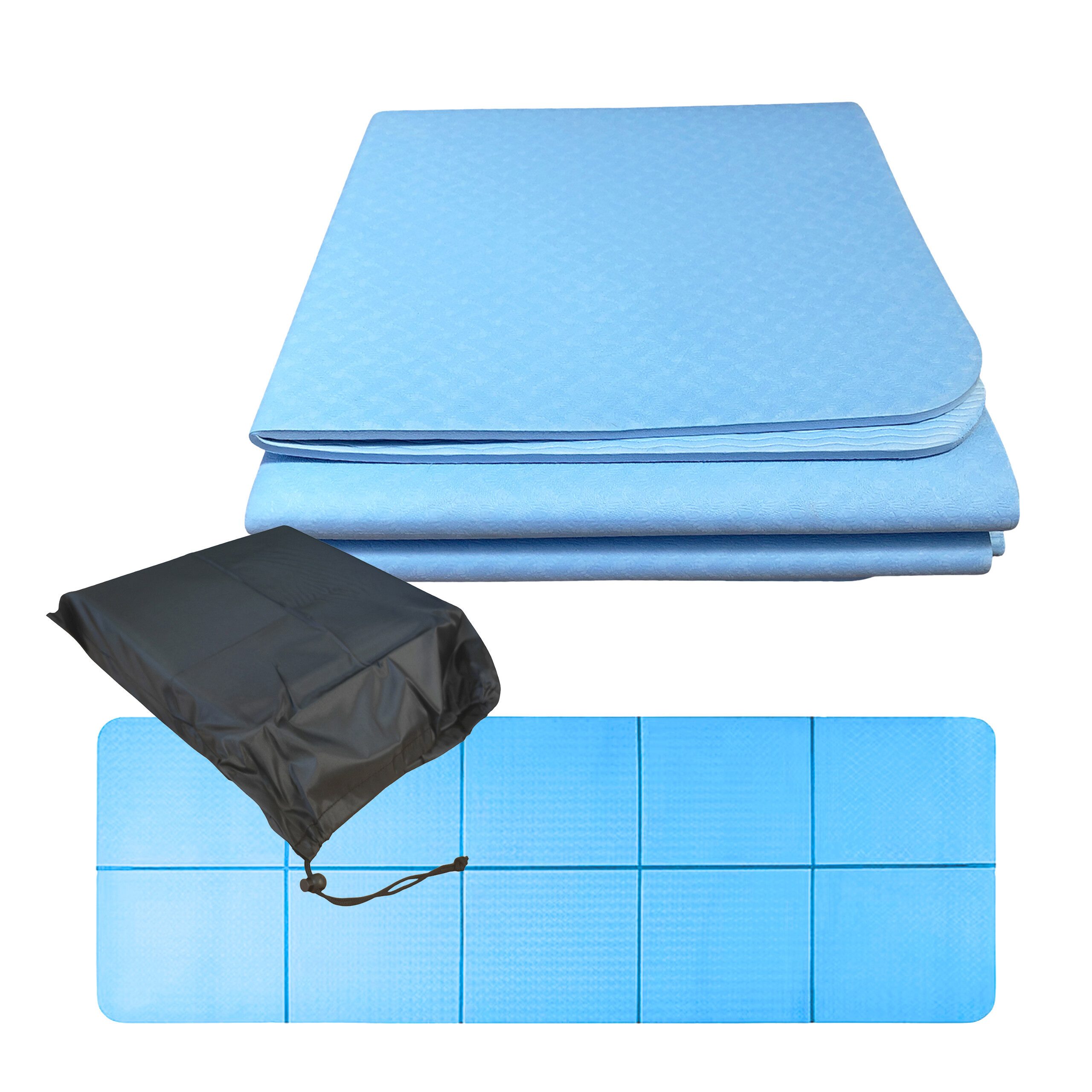 relaxdays Yogamatte Faltbare Yogamatte 6 mm (2-St), blau