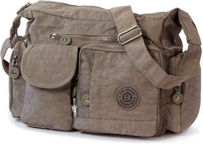 BAG STREET Schultertasche Bag Street Nylon Tasche Damenhandtasche (Schultertasche, Schultertasche), Jugend, Damen Tasche strapazierfähiges Textilnylon stone (grau, braun)