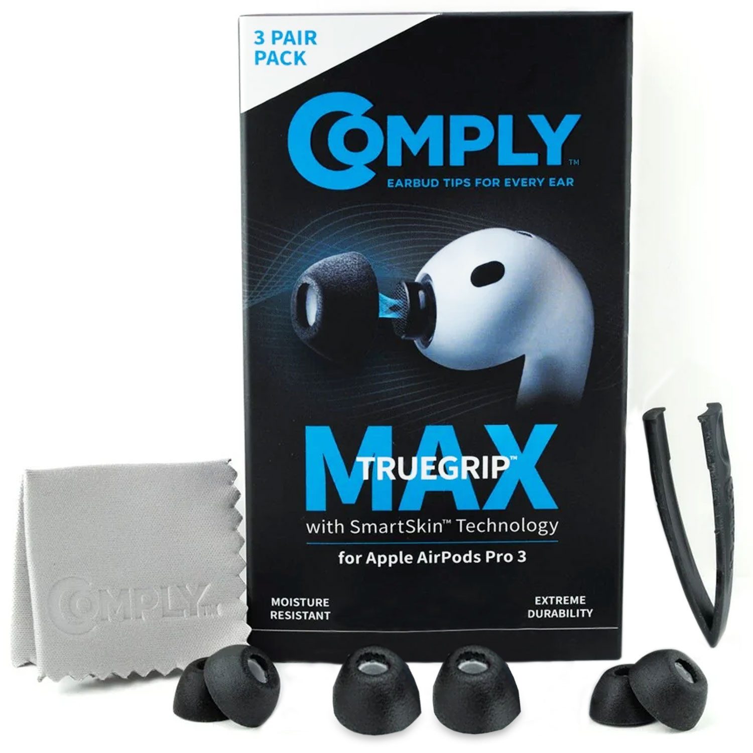 Comply Comply Ohrstöpsel TrueGrip MAX für Airpods Pro 3 Schwarz Größe L In-Ear-Kopfhörer (Airpods Pro 3, keine, keine, Schaumstoff-Aufsätze für Airpods Pro 3)