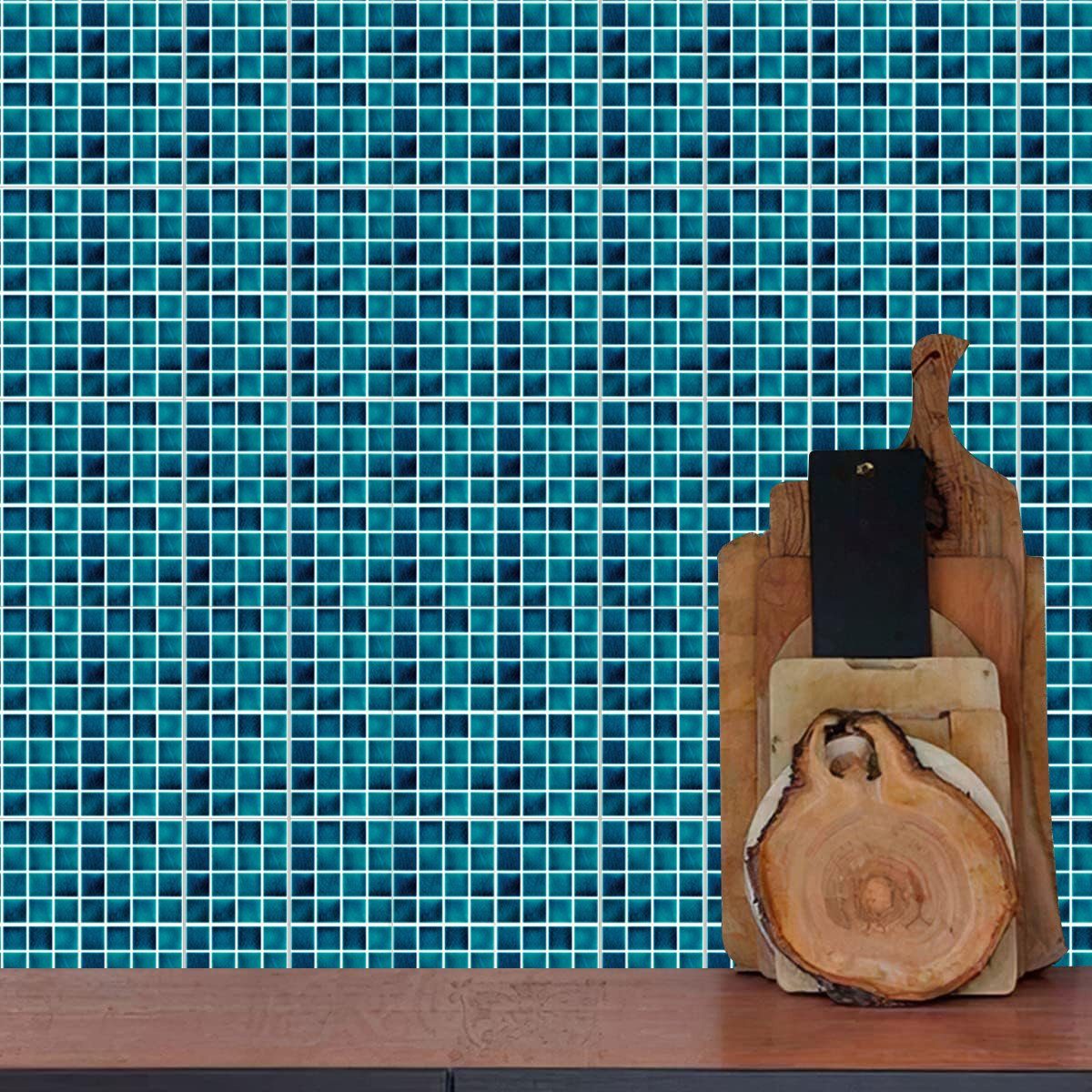 1 Küche Jormftte Aufkleber,Stein-Effekt-Mosaik Wandfliesen für Wandtattoo Fliesenaufkleber Mehrfarbig