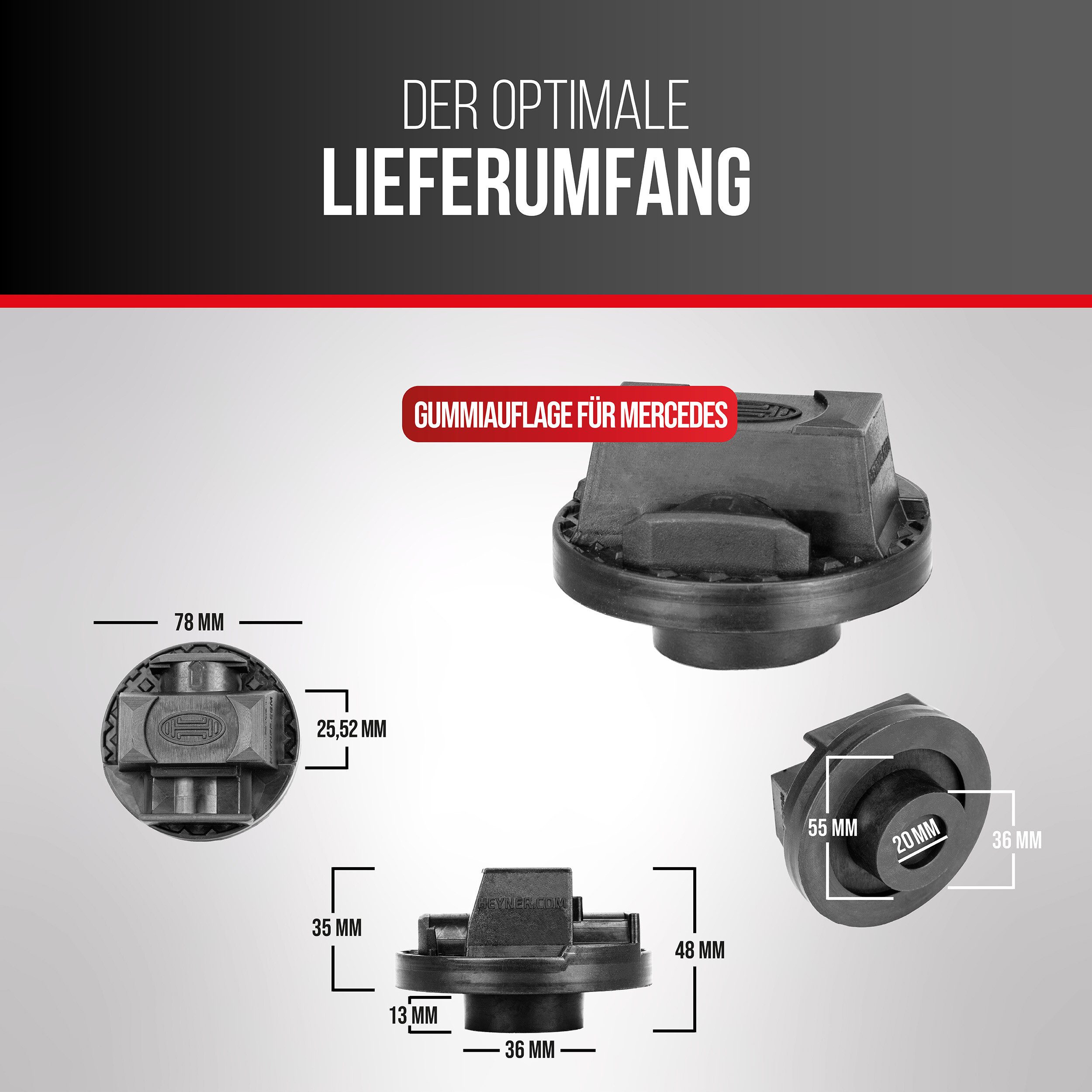 HEYNER Wagenheber Gummiauflage Wagenheber für Mercedes Rangier Scheren Ersatzgummi, 1-tlg.
