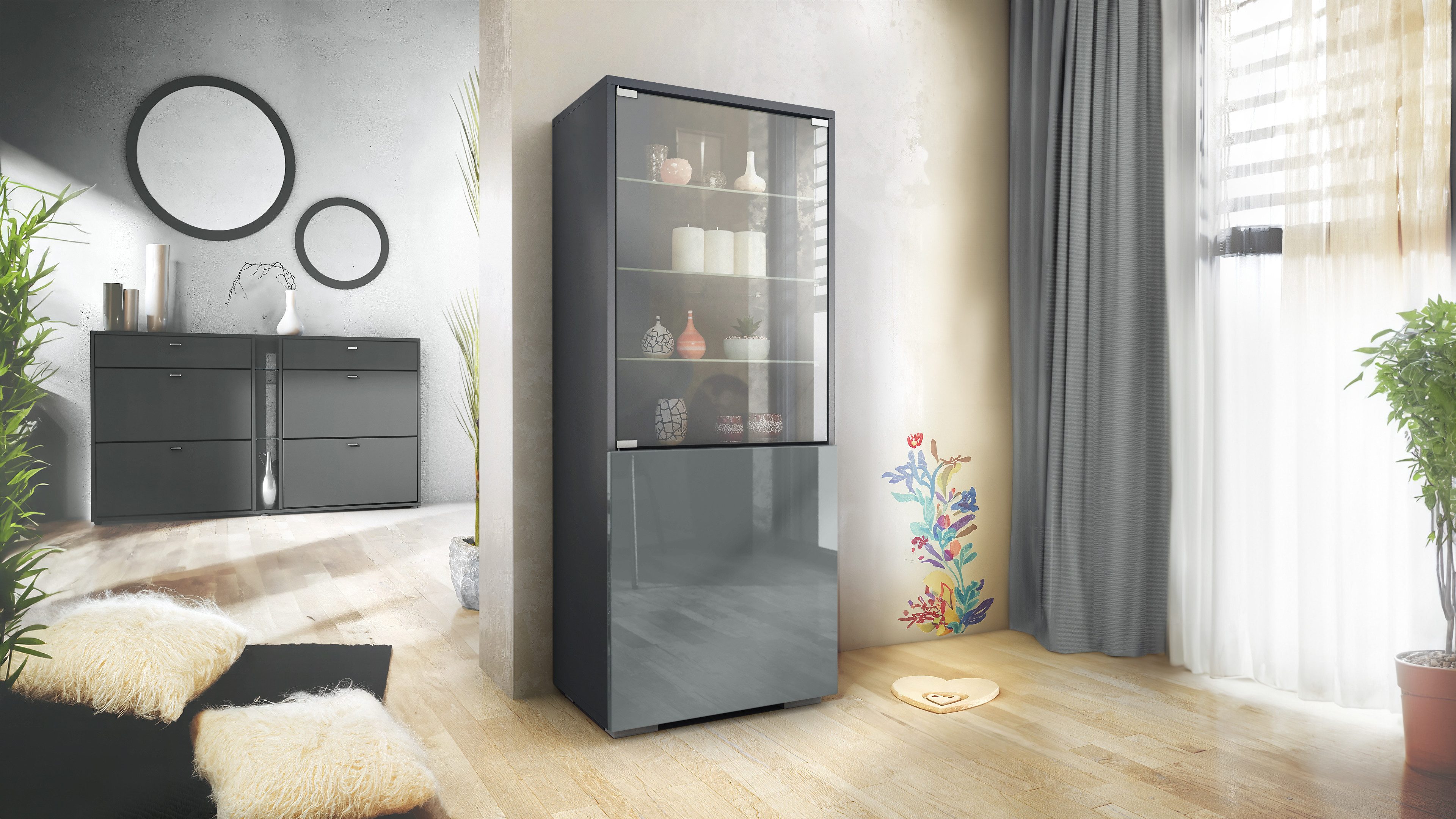 Vladon Standvitrine Granada (Vitrinenschrank, mit Glastür günstig online kaufen