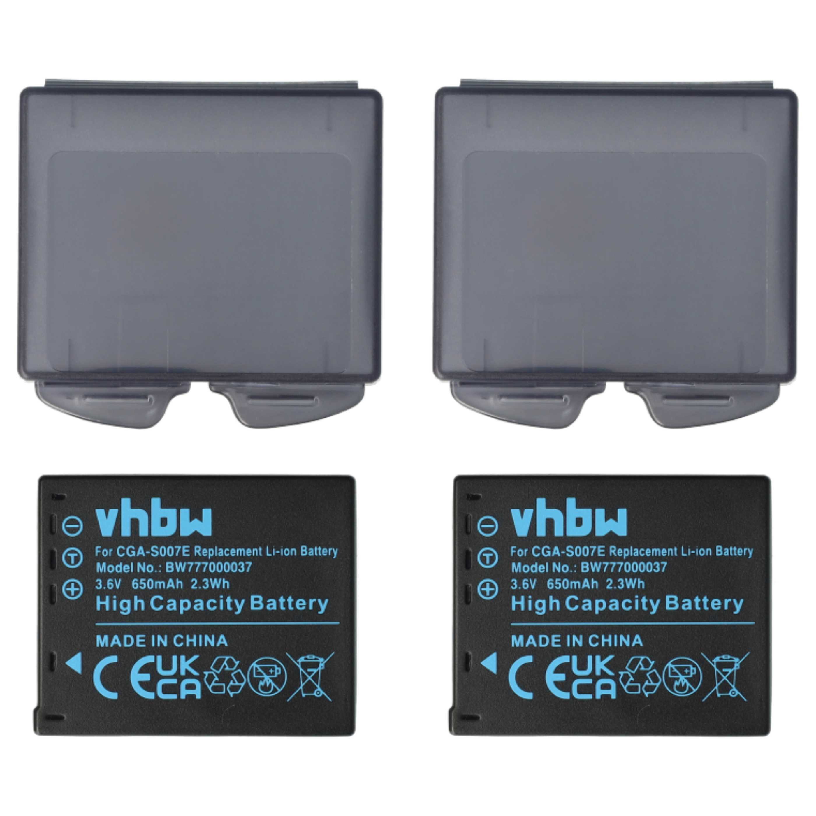 vhbw kompatibel mit Panasonic Lumix DMC-TZ4, DMC-TZ3, DMC-TZ11, DMC-TZ5, Kamera-Akku Li-Ion 650 mAh (3,6 V)
