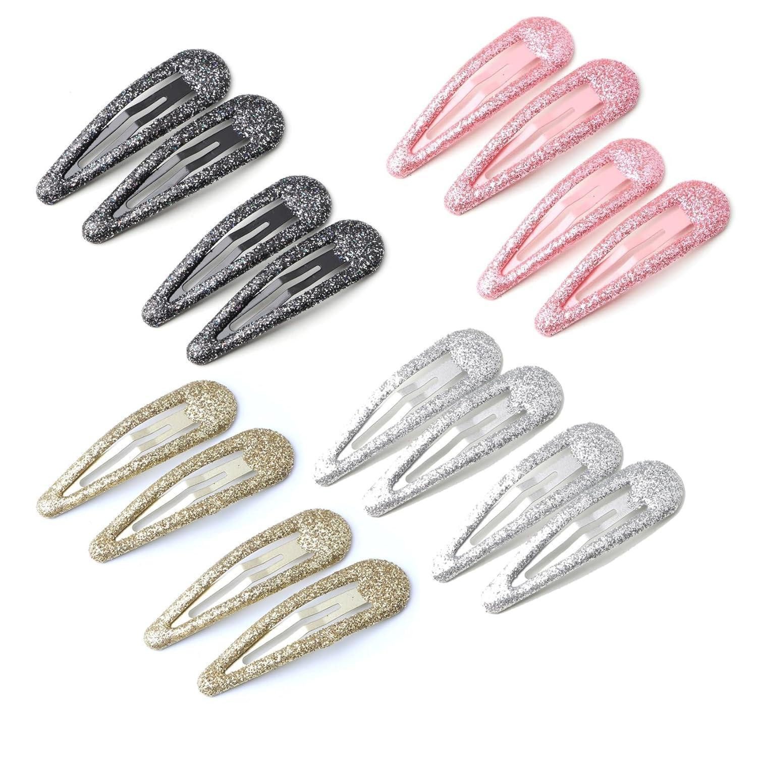 LuxusKollektion Haarclip Haarspangen Pailletten Glitzer Schwarz 4 Silber 4 Gold 4 Pink 4