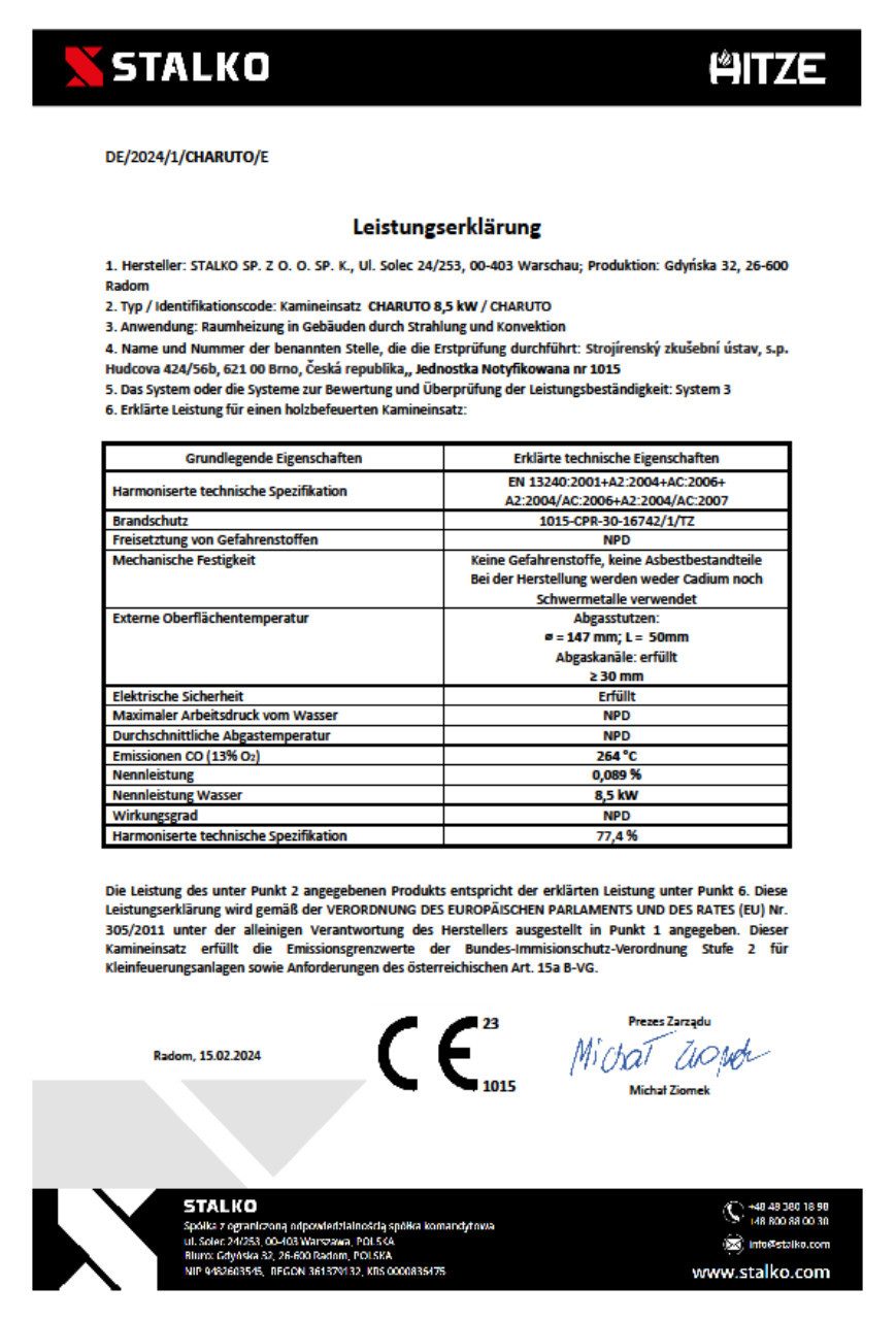 Hitze Kaminofen Hitze Charuto - Freistehender runder Kamin mit gebogenem Dekorglas, 8,5 kW
