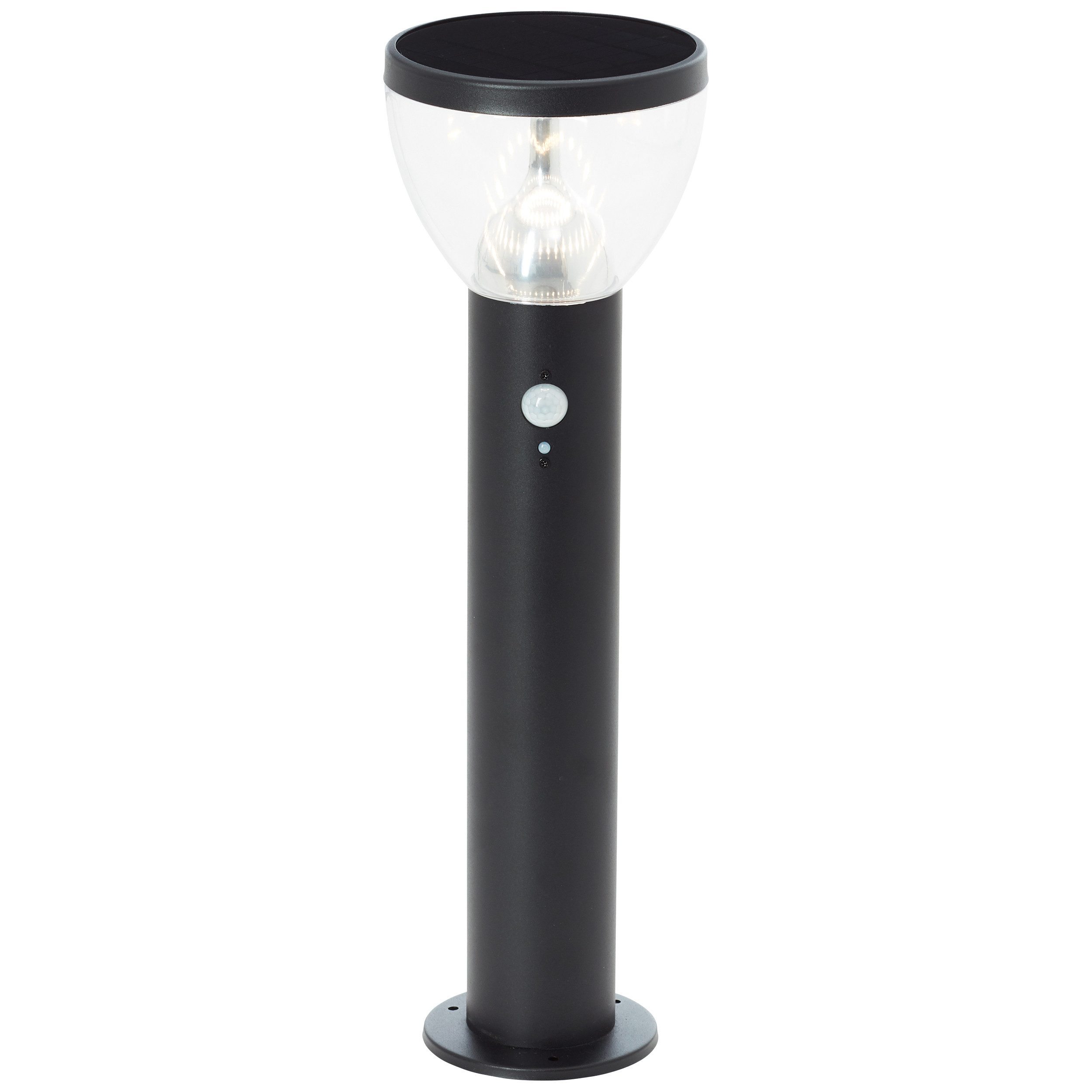Brilliant LED Sockelleuchte Tulip, Bewegungsmelder, LED fest integriert, Warmweiß, LED Außenleuchte, Solar, 52 cm, 430 lm, 3000 K, Edelstahl, schwarz