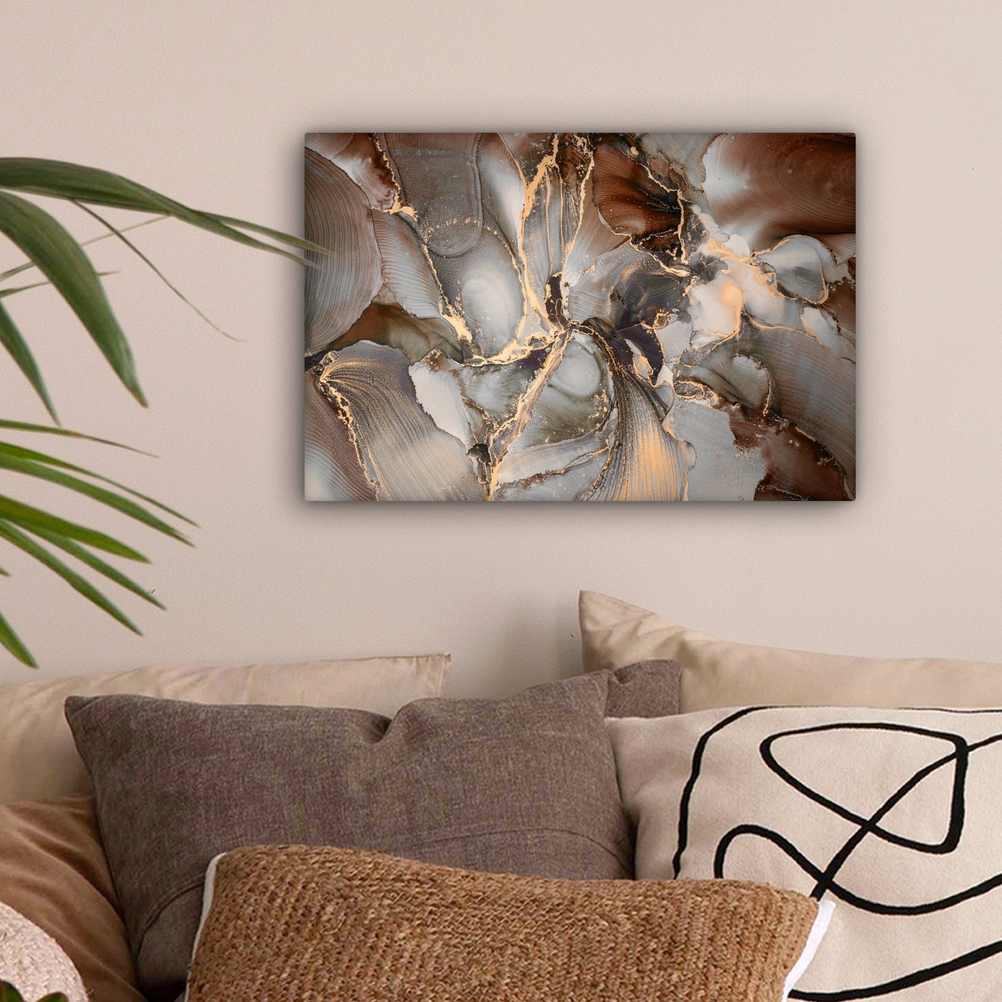 OneMillionCanvasses® Leinwandbild Grau - Gold - günstig online kaufen