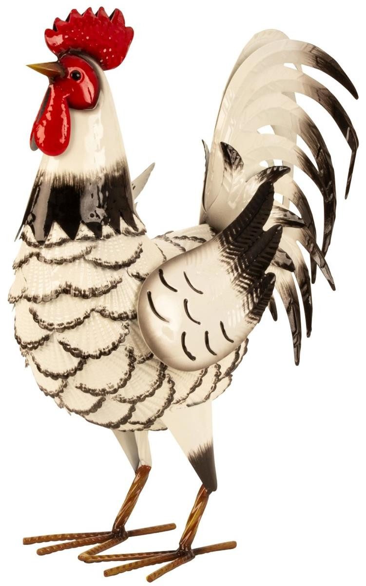 Geschenkestadl Tierfigur Hahn weiß XL Metallfigur 41cm Tierfigur Bauernhof günstig online kaufen