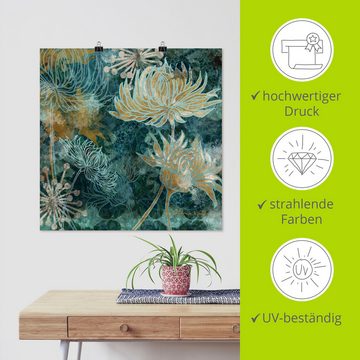 Artland Wandbild Blaue Chrysanthemen I, Blumen (1 St), als Alubild, Outdoorbild, Leinwandbild, Poster, Wandaufkleber