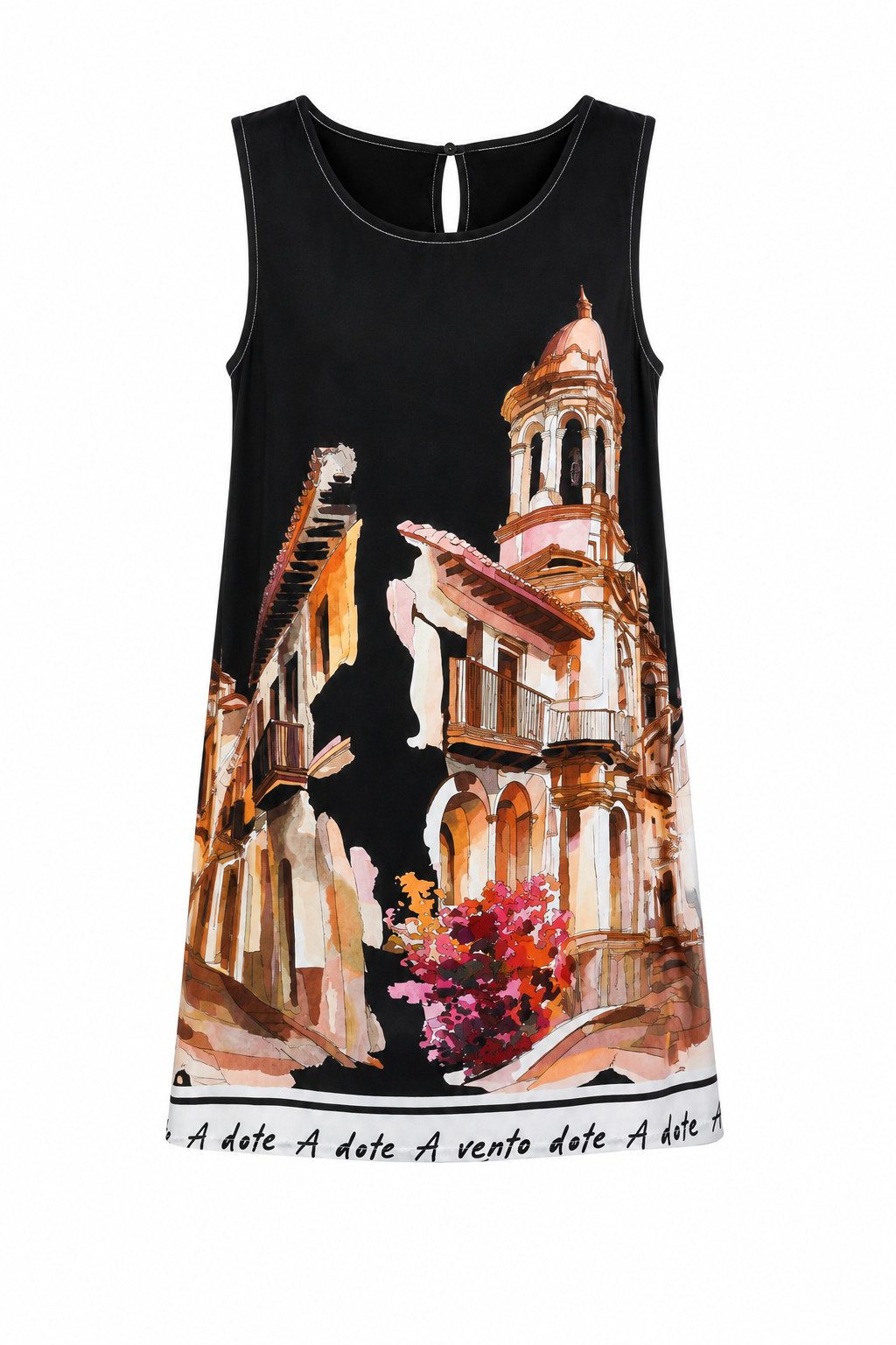 ITALY VIBES Sommerkleid - modisches Viskosekleid ärmellos mit Print Look - Etuikleid für Damen ONE SIZE - passend für Größen S bis L