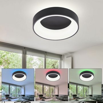 WOFI LED Deckenleuchte, LED-Leuchtmittel fest verbaut, Kaltweiß, Warmweiß, Neutralweiß, Tageslichtweiß, Farbwechsel, Deckenleuchte Wohnzimmer LED Deckenleuchte RGB Deckenlampe