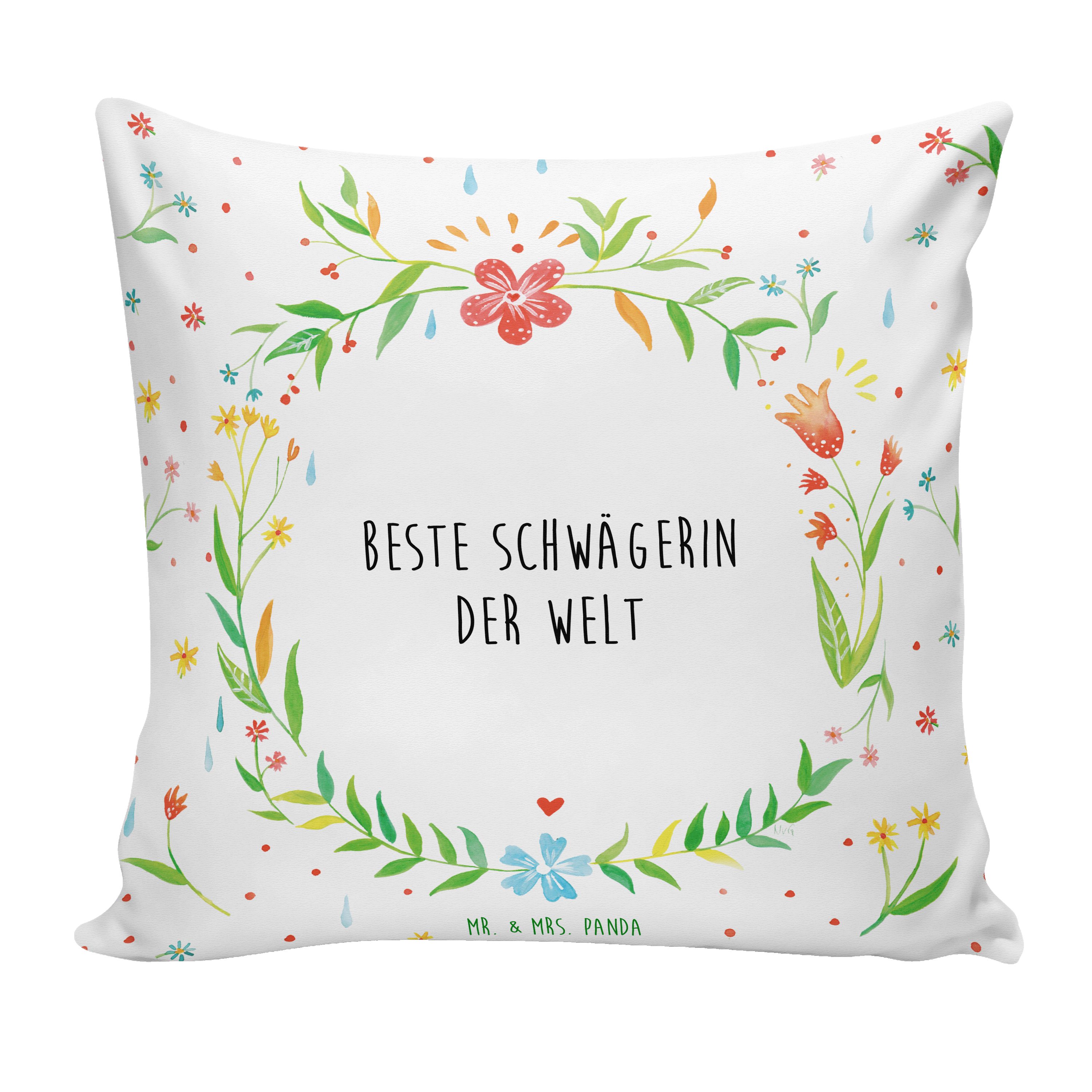 Mr. & Mrs. Panda Dekokissen Schwägerin - Weiß - Geschenk, angeheiratet, Kopfkissen, Bruder, Dekok