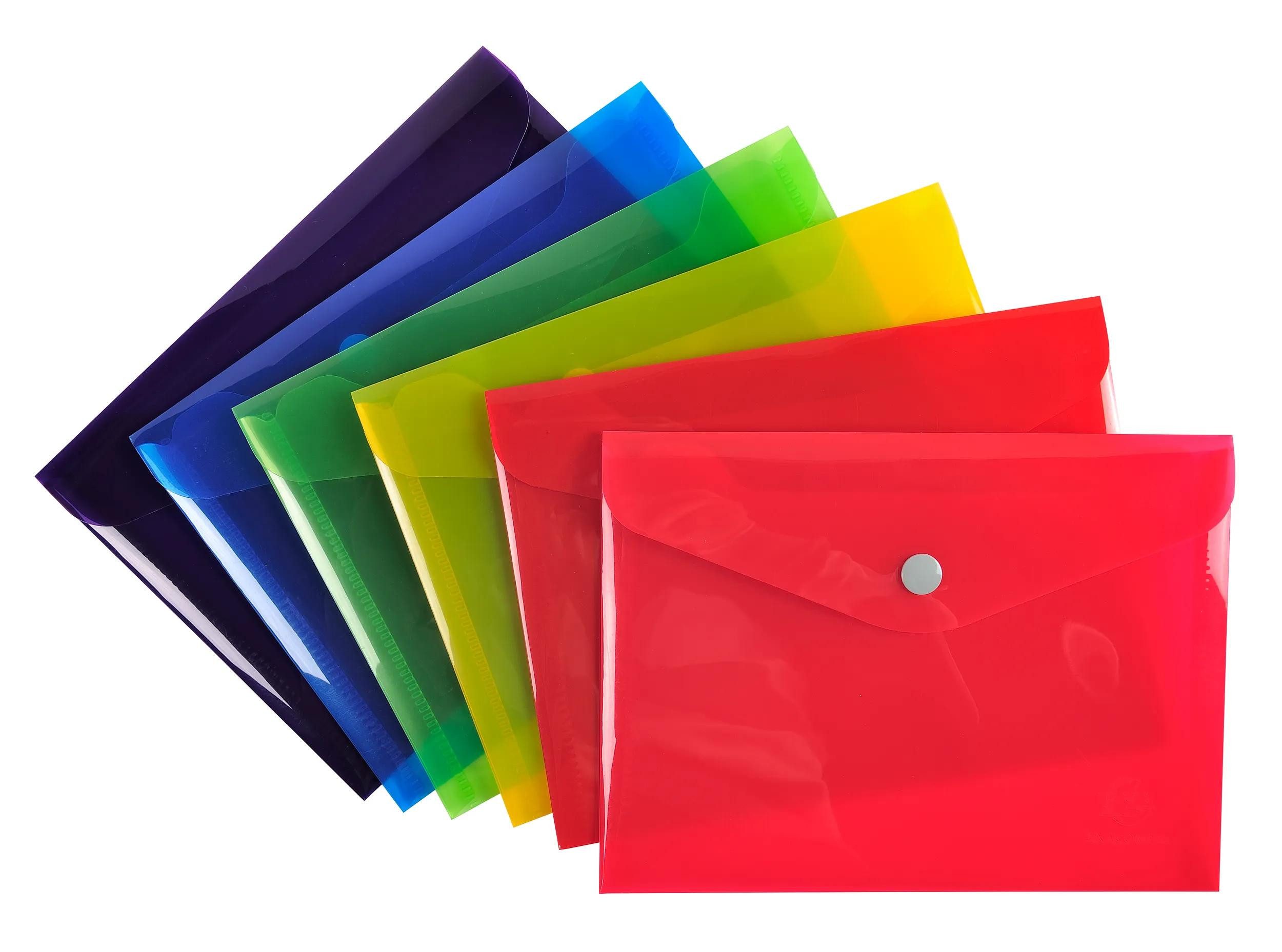 Prospekthülle 30x Tasche mit Druckknopf Iderama aus PP - Farben sortiert - 34410E