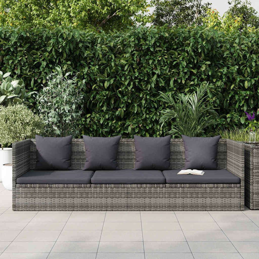 furnicato Bett Garten-Sofabett aus PE-Rattan 200x60x58 cm in Grau und Dunkelgrau (1-tlg), Wetterfeste Lounge-Liege mit beidseitig verstellbarer Liegefläche