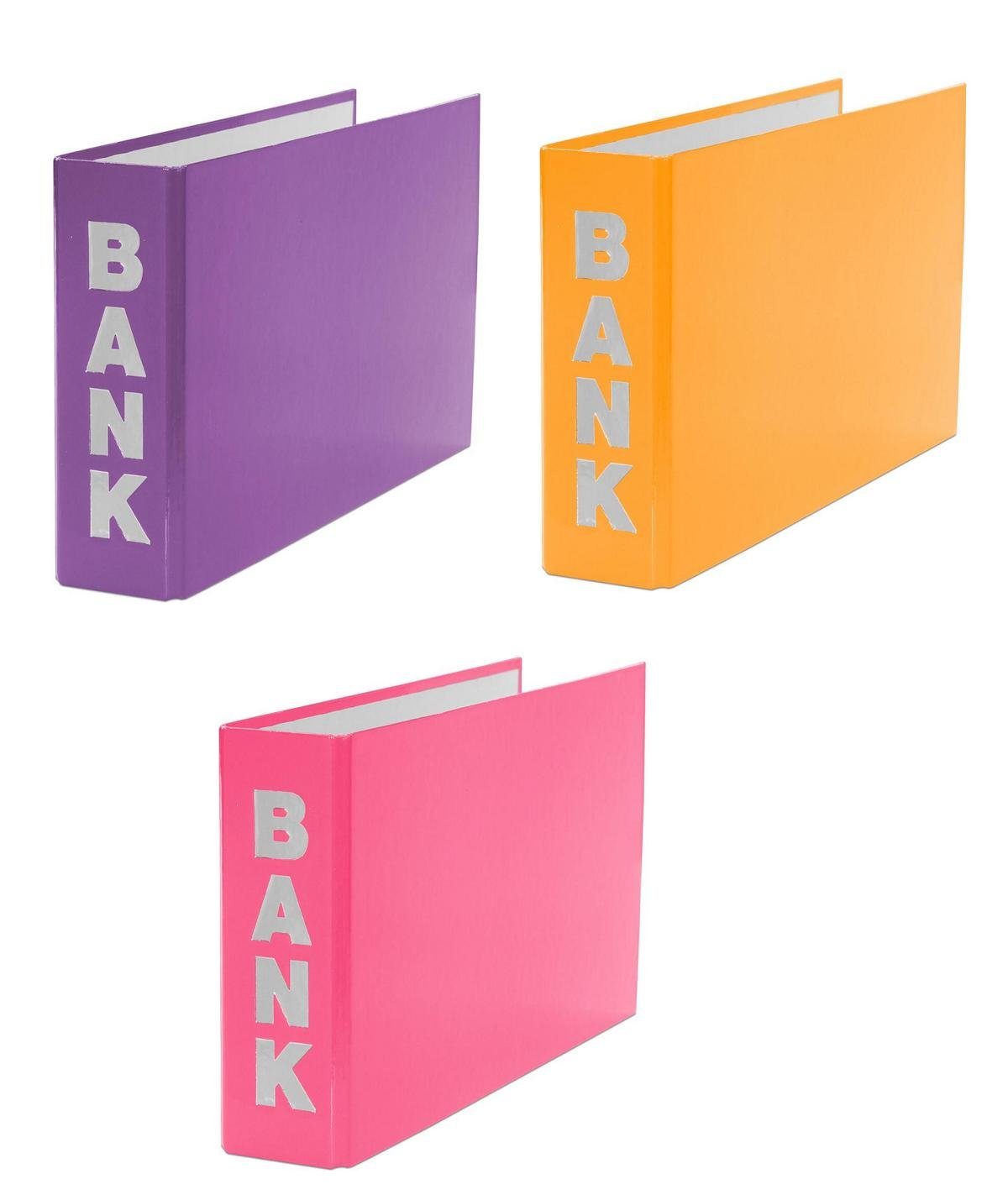 Livepac Office Bankordner 3x Bankordner / 140x250mm / für Kontoauszüge / je 1x orange, lila, pin