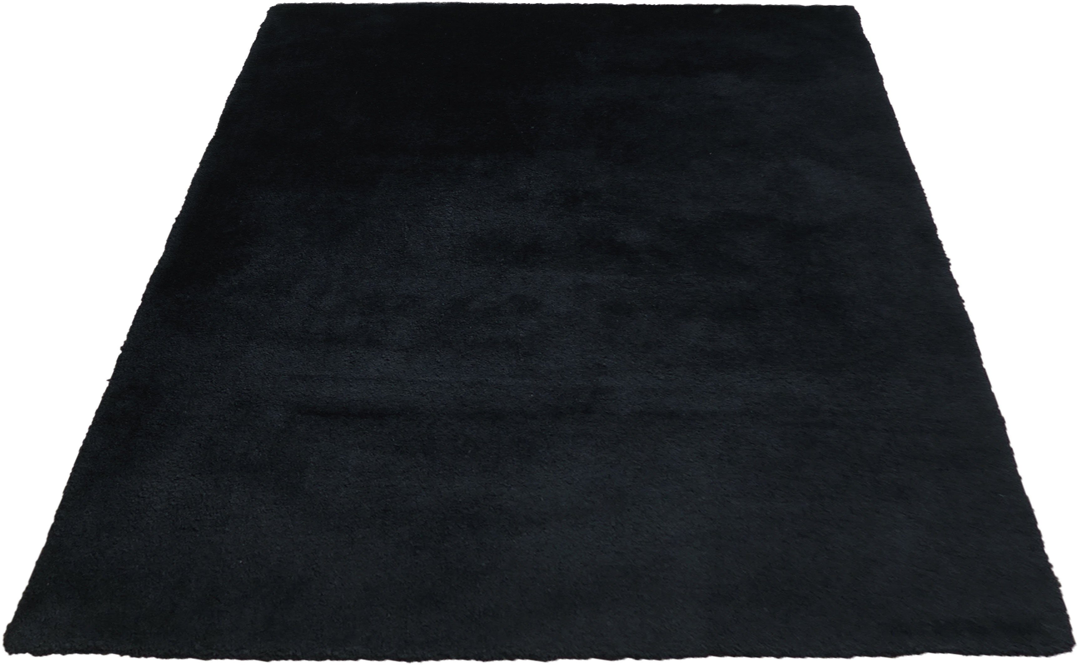 Hochflor-Teppich Microfaser Teppich Magong, my home, rechteckig, Höhe: 25 mm, Wohnzimmer, Schlafzimmer, Kinderzimmer, auch rund und als Läufer schwarz
