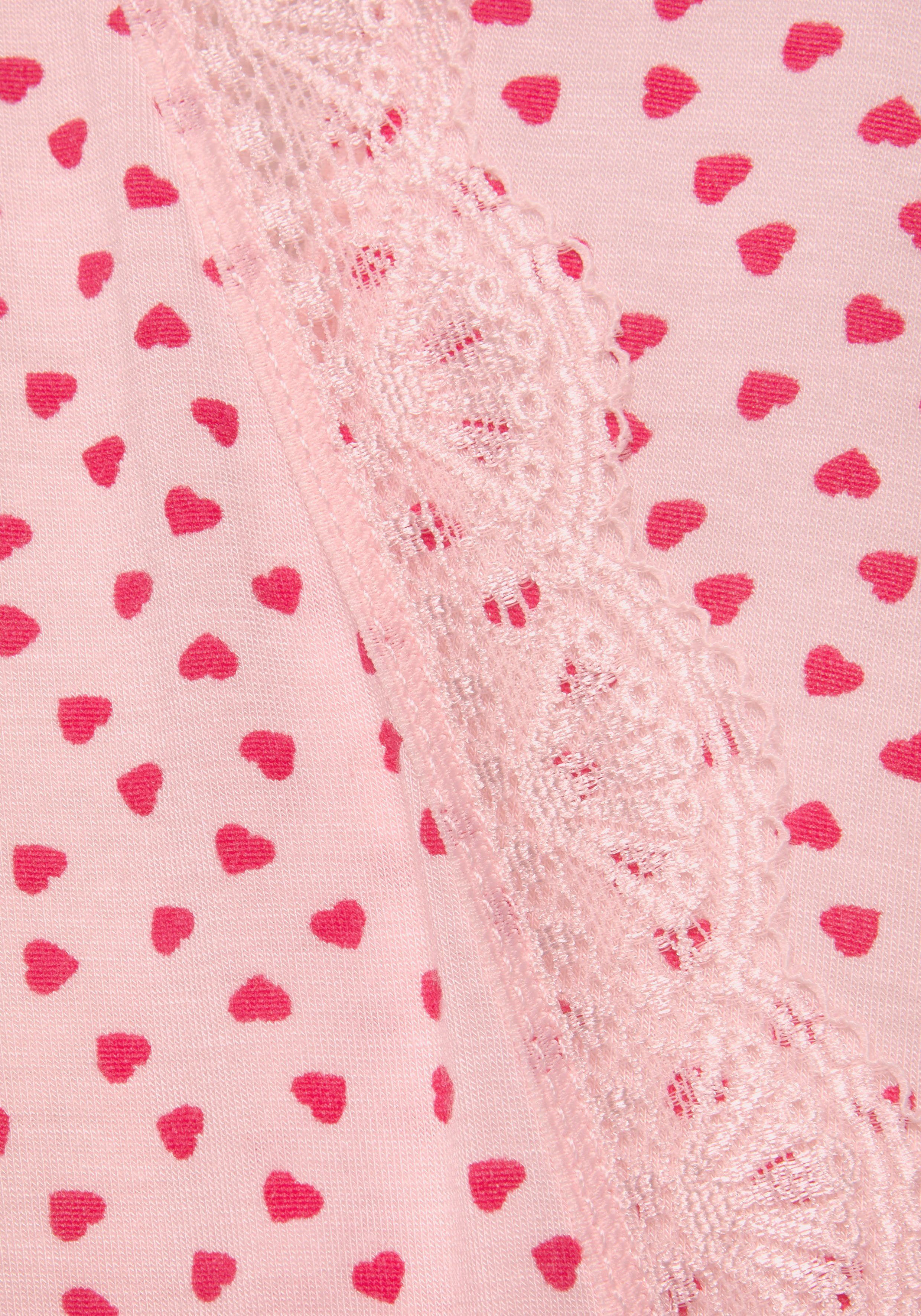 und Gürtel, Single-Jersey, hellrosa-gemustert Kurzform, s.Oliver Kimono, Herzchendruck Spitze mit