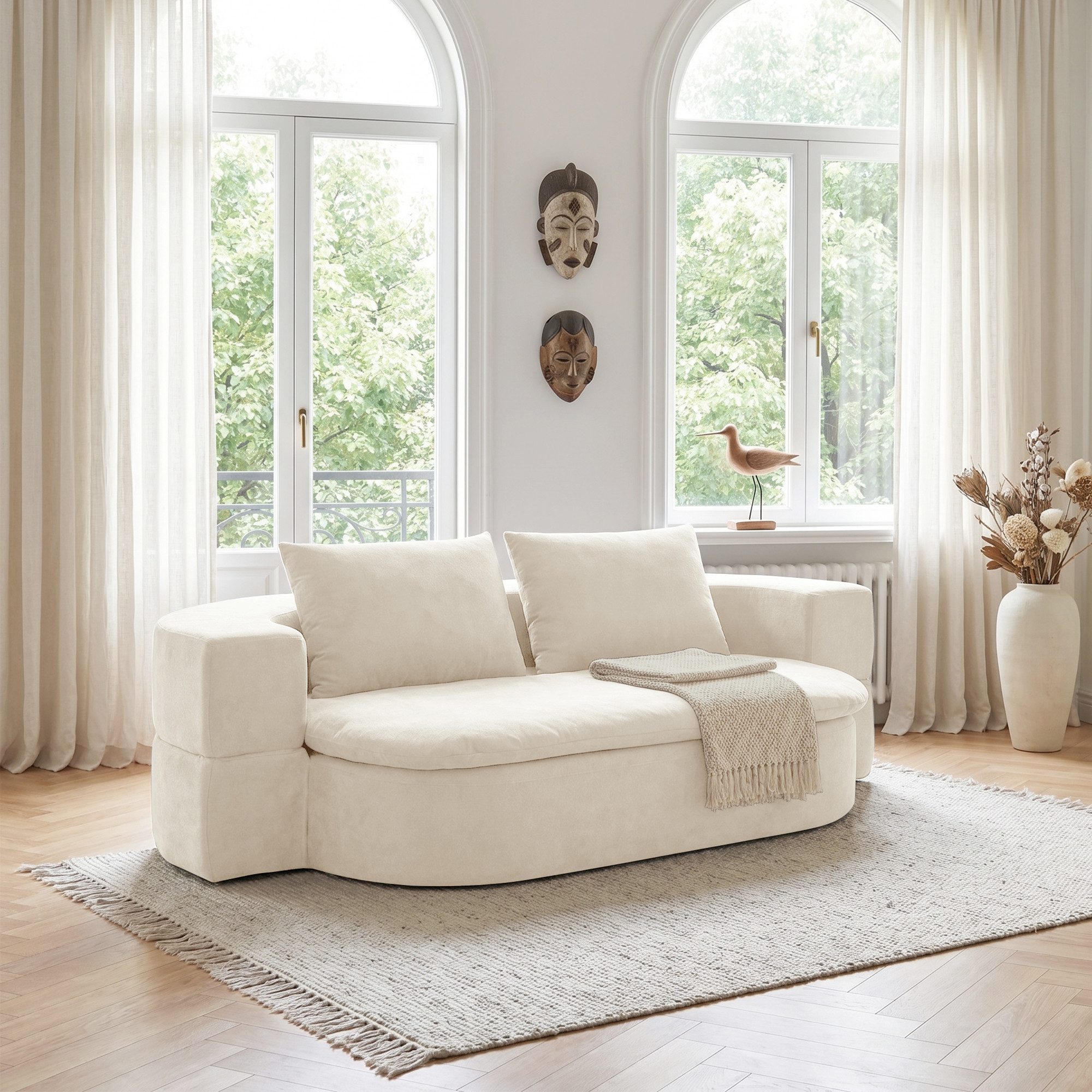 GLP Schlafsofa Klappsofa 2-Sitzer mit Schlaffunktion, 200x130 cm, Set, Bodennahes Gästebett mit 2 Kissen für kleine Räume