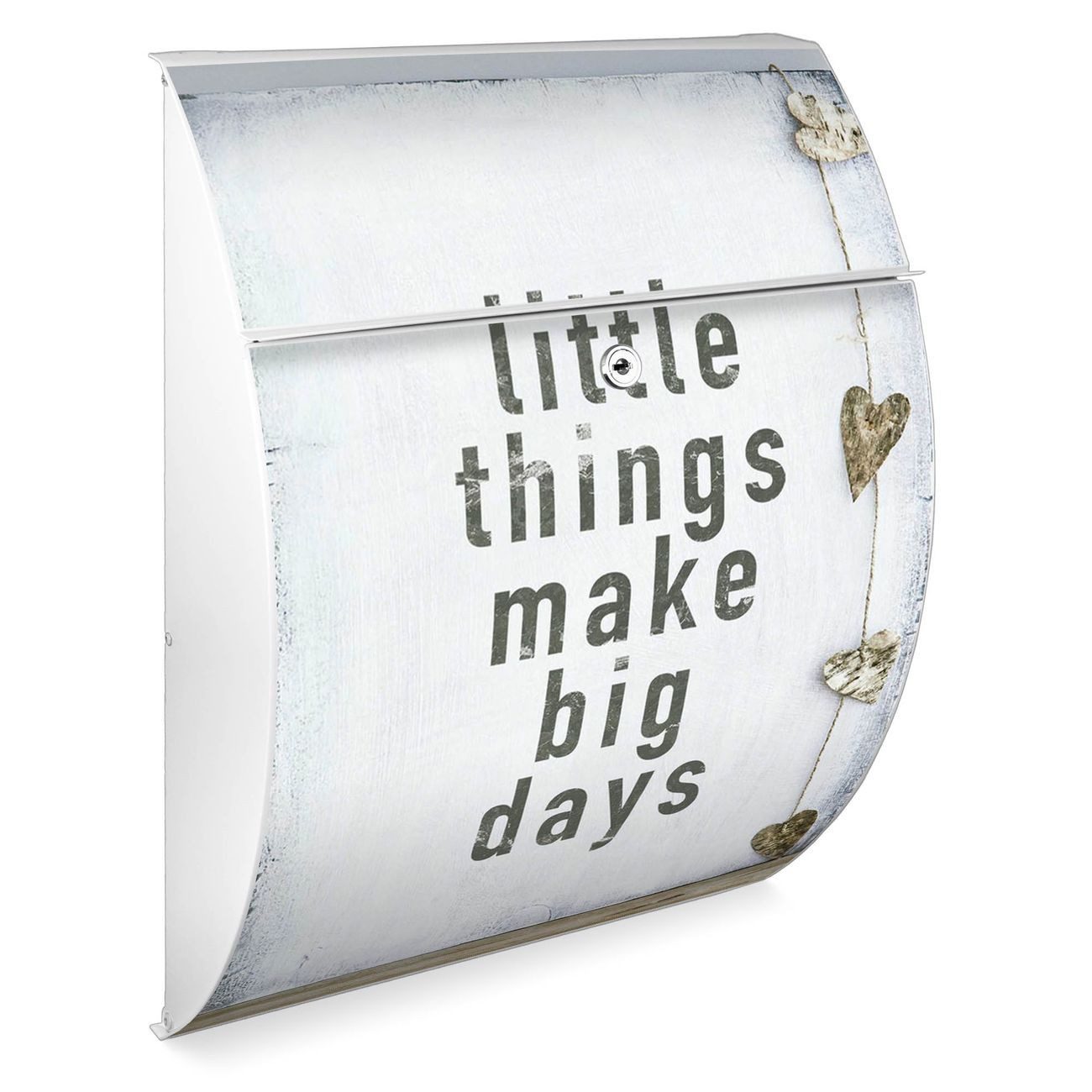banjado Wandbriefkasten Burg-Wächter Riviera weiß mit Motiv Little Things (Wandbriefkasten witterungsbeständig, pulverbeschichtet), 33,5 x 46 x 13 cm