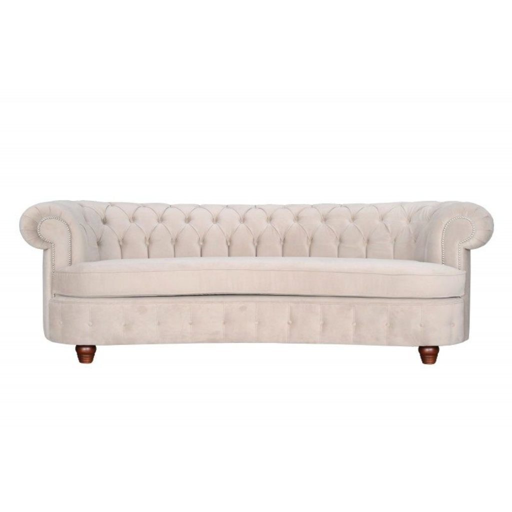 JVmoebel Chesterfield-Sofa Beige Halbrunde Couch luxus Made Europe Sofa Textilmöbel Stil, in 3-Sitzer Moderner