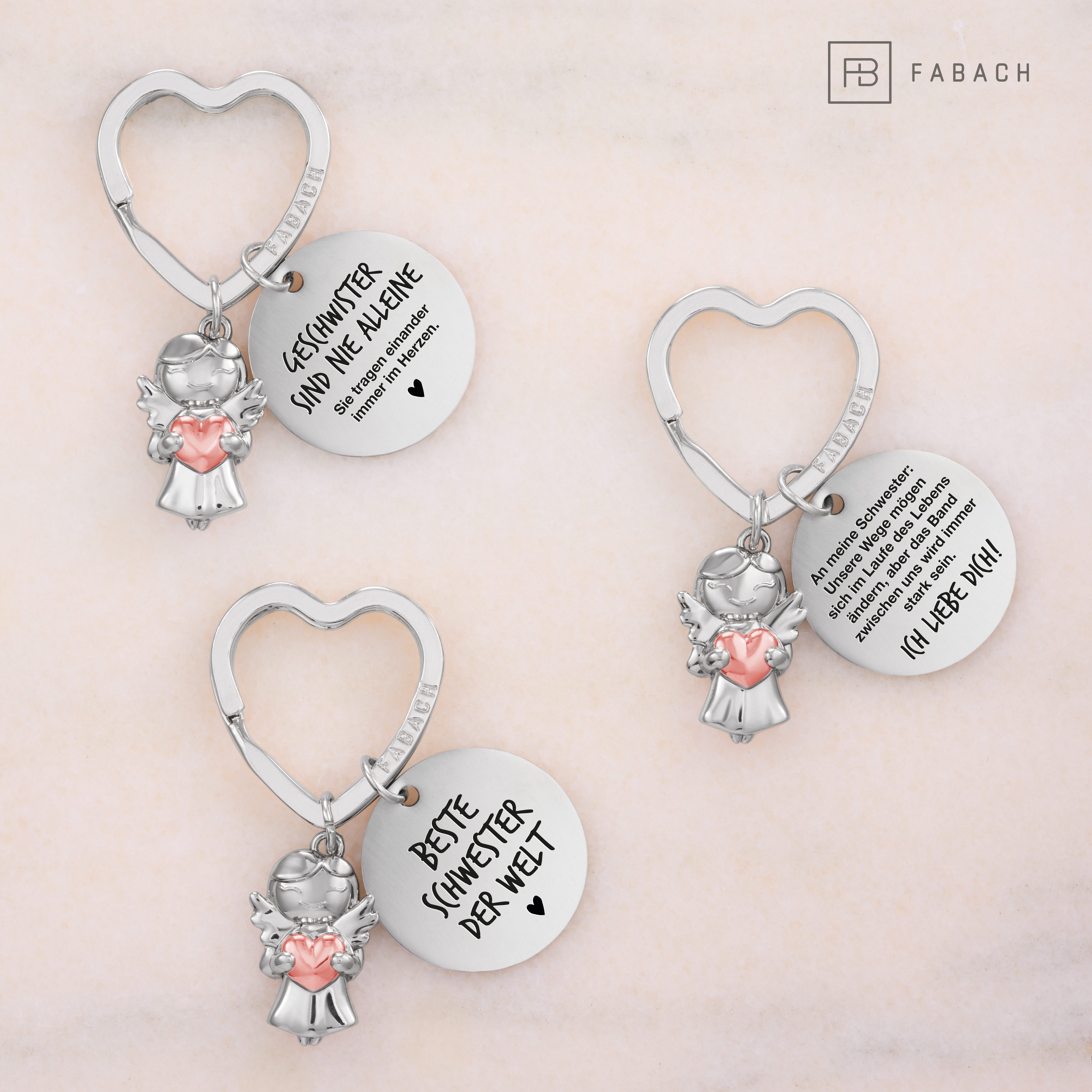 FABACH Schlüsselanhänger Schutzengel Star in Charms Größe mit Gravur "Beste Schwester" – Bild 3 von 5