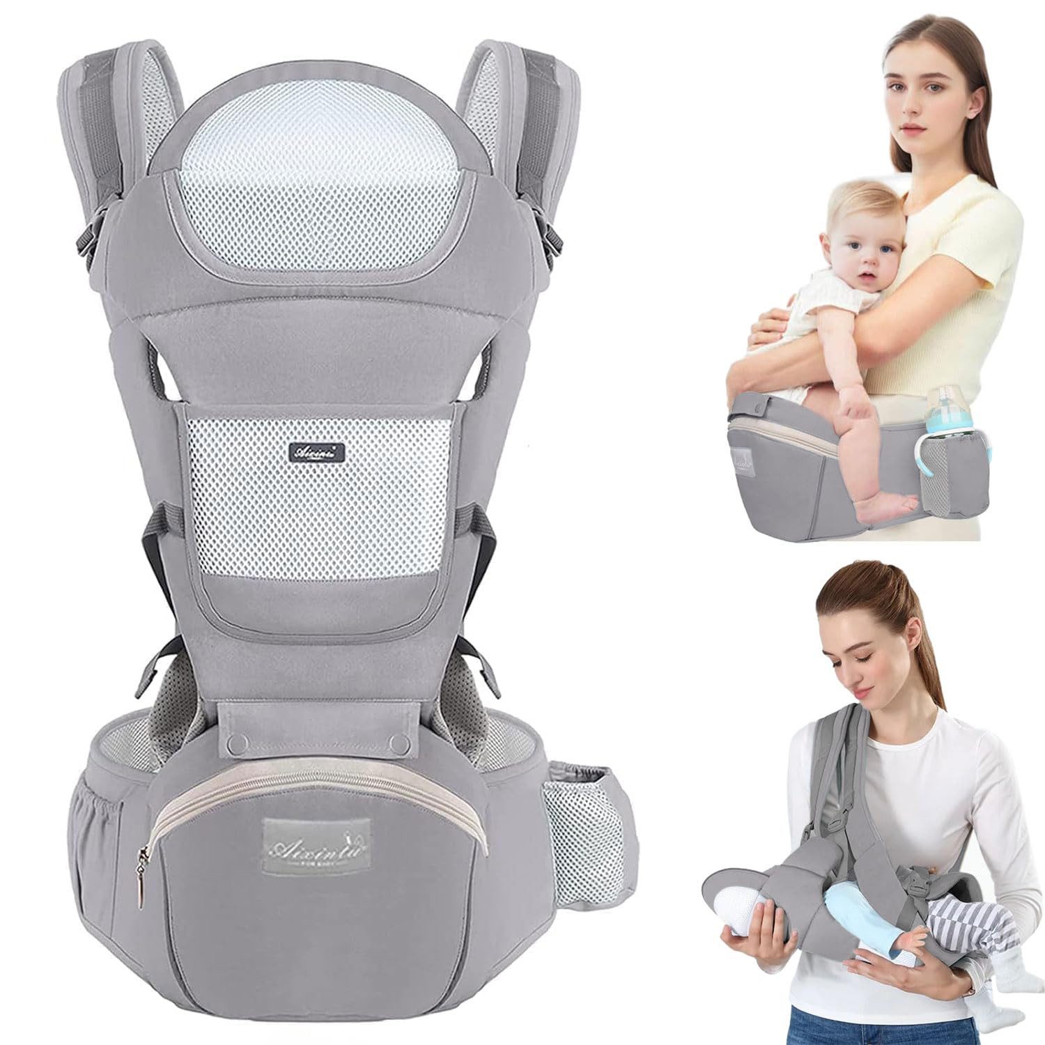 Bauchtrage 6-in-1 Babytrage mit Hüftsitz