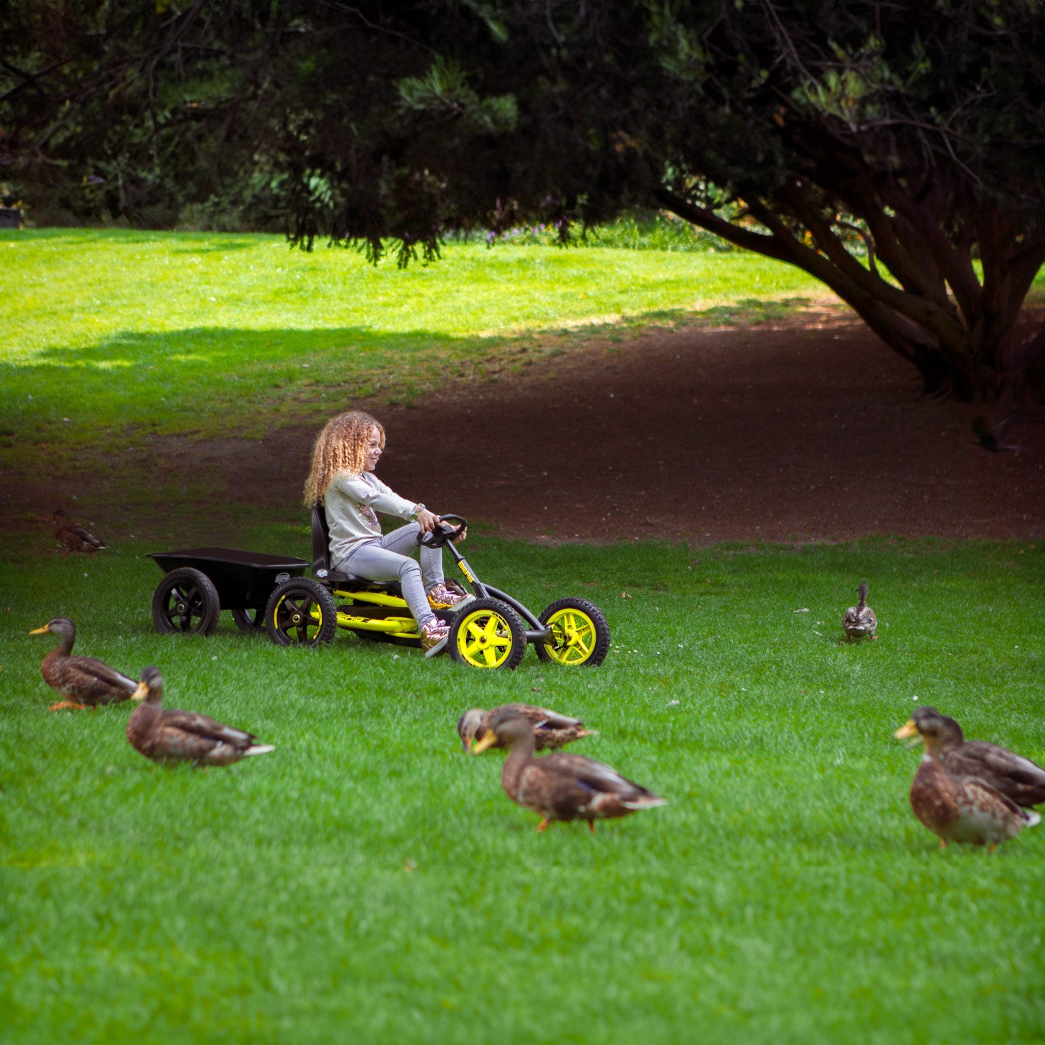 Berg Go-Kart BERG Gokart Buddy Cross 2.0 BFR gelb / schwarz, inkl. Soundbox & Rundumleuchte