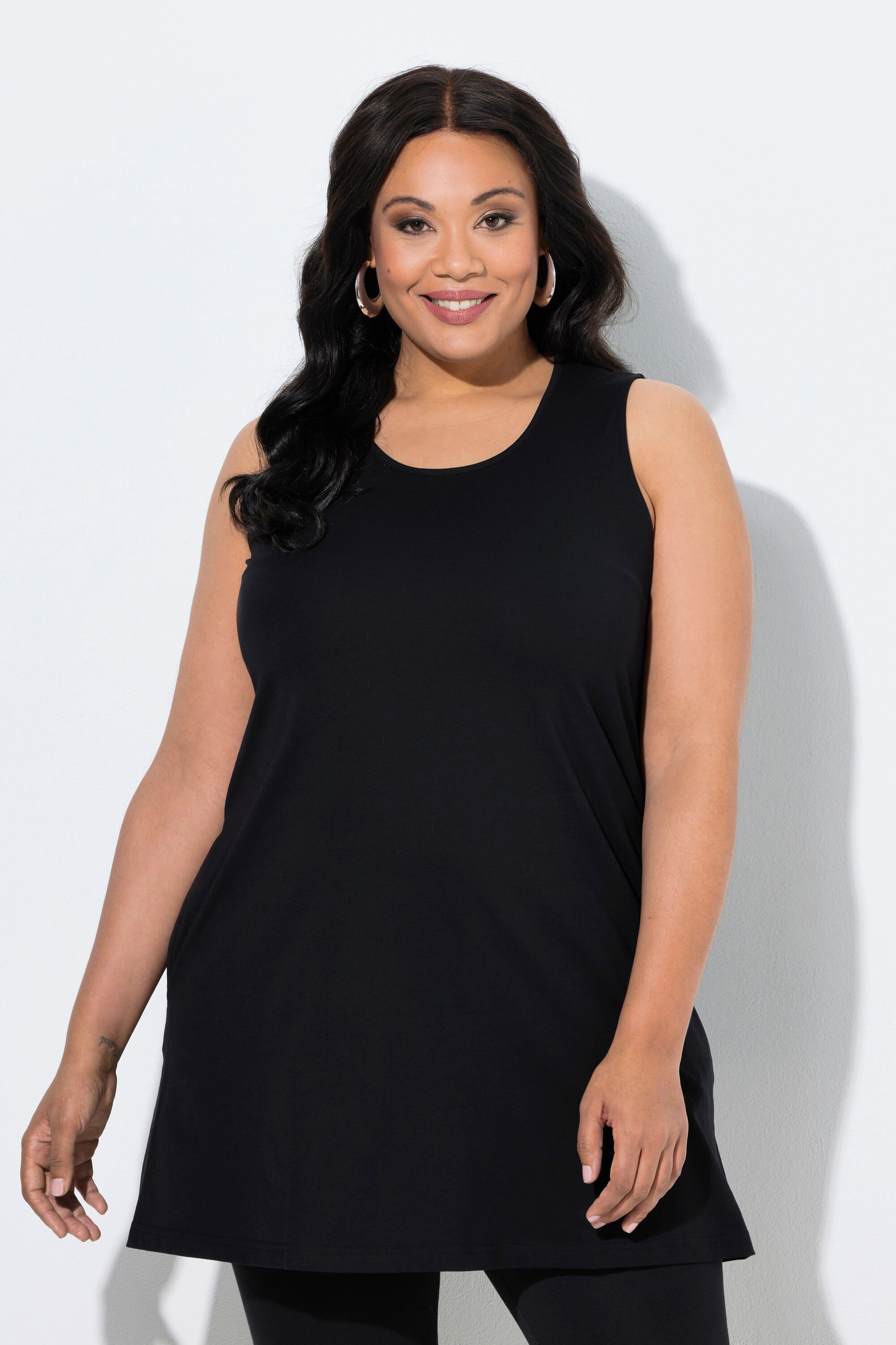 Ulla Popken Longtop Top A-Linie Rundhalsausschnitt ärmellos