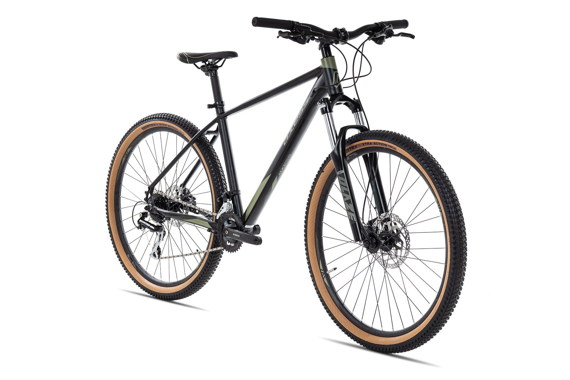Axess Mountainbike KEEDO, 16 Gang Shimano Acera M3020 8 speed Schaltwerk, Kettenschaltung, MTB-Hardtail Herrenrad 29 Zoll schwarz/grau