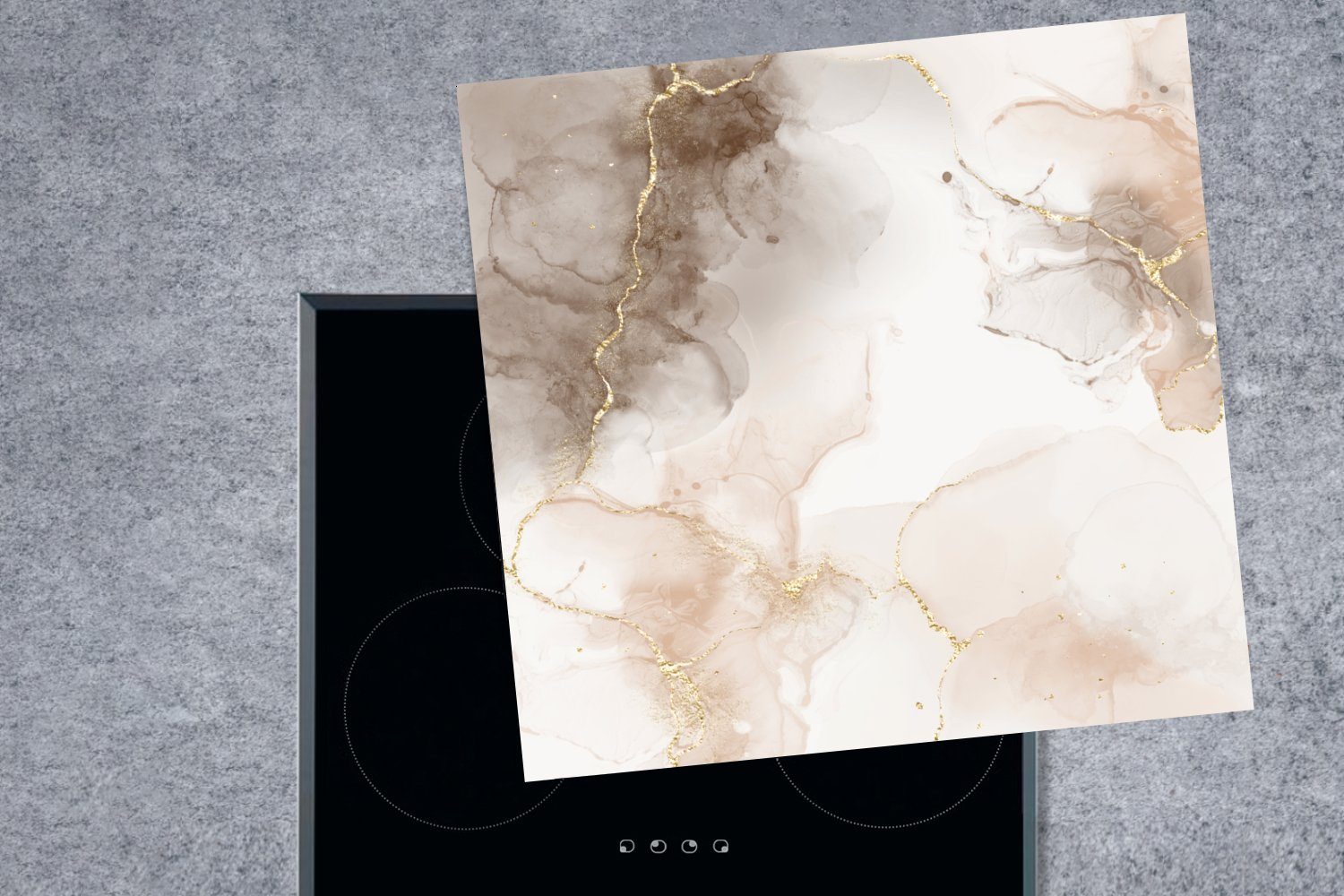 Sepia, MuchoWow Ceranfeldabdeckung, - Marmor - Herdblende-/Abdeckplatte Arbeitsplatte tlg), 78x78 für (1 Vinyl, küche cm, Braun