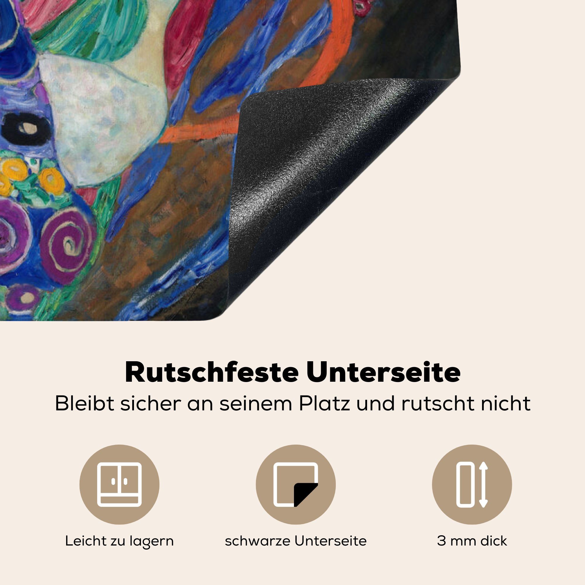 Gemälde für Ceranfeldabdeckung, (1 von Vinyl, MuchoWow - Arbeitsplatte Herdblende-/Abdeckplatte Klimt, Jungfrauen Gustav küche cm, 78x78 tlg), Die