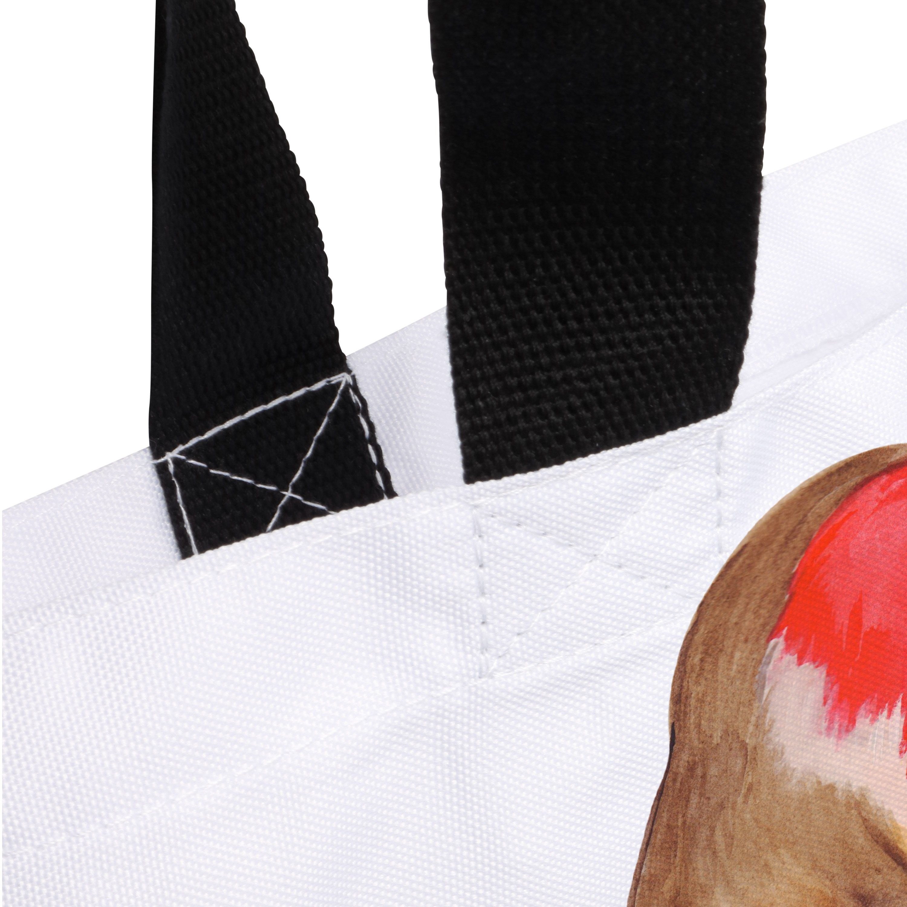 Mr. & Mrs. Panda Shopper Einkaufsbeutel, - Sch Geschenk, (1-tlg) Weiß Rotkehlchen Tasche, Schlitten 