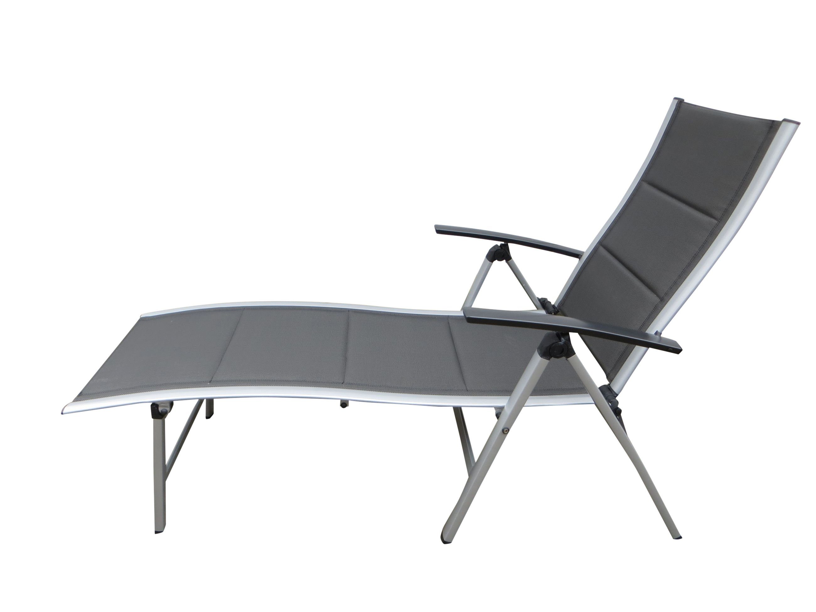 Pure Home & Garden Gartenliege Sonnenliege Klappliege Nox padded silber extra hoch wetterfest
