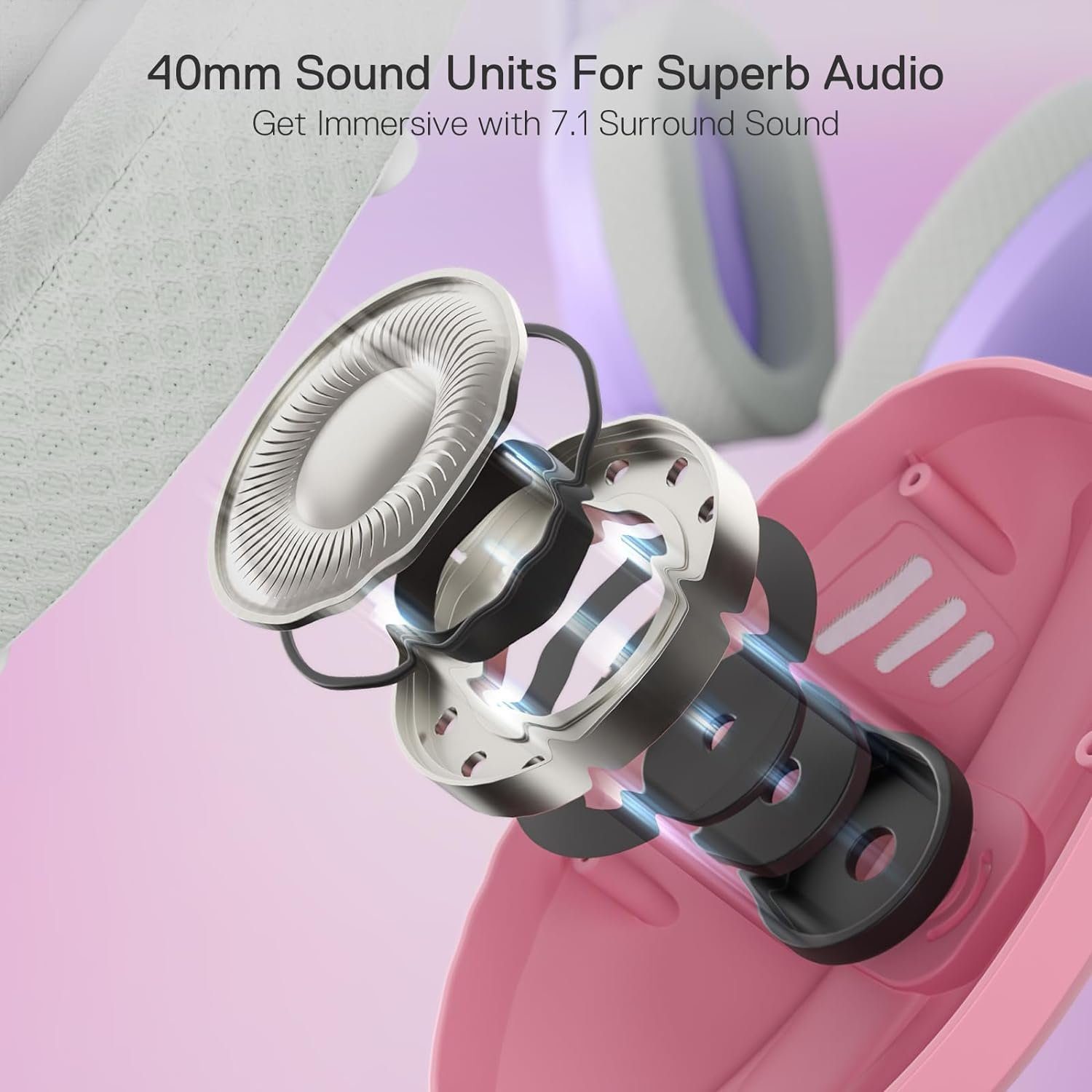 (Drahtloses LED-Beleuchtung mit Sound. Gaming-Headset klare Kommunikation) Redragon Gaming-Headset Surround für Noise-Cancelling-Mikrofon 7.1 und H848