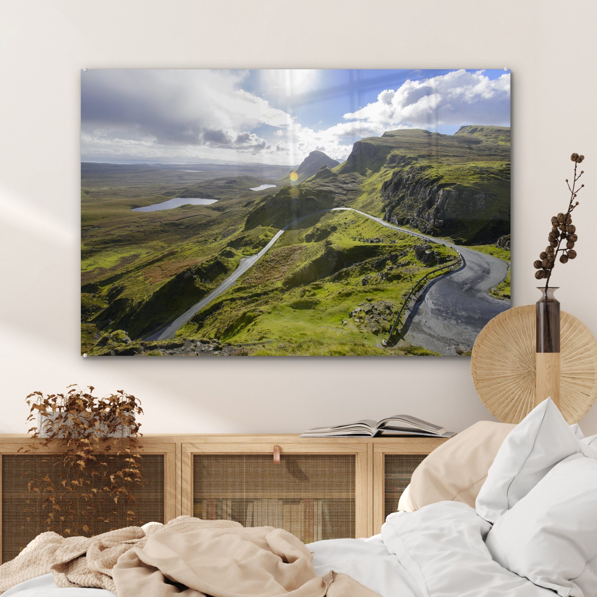 & Acrylglasbilder Schlafzimmer St), Acrylglasbild Tag sonniger MuchoWow Ein in Wohnzimmer Schottland, (1
