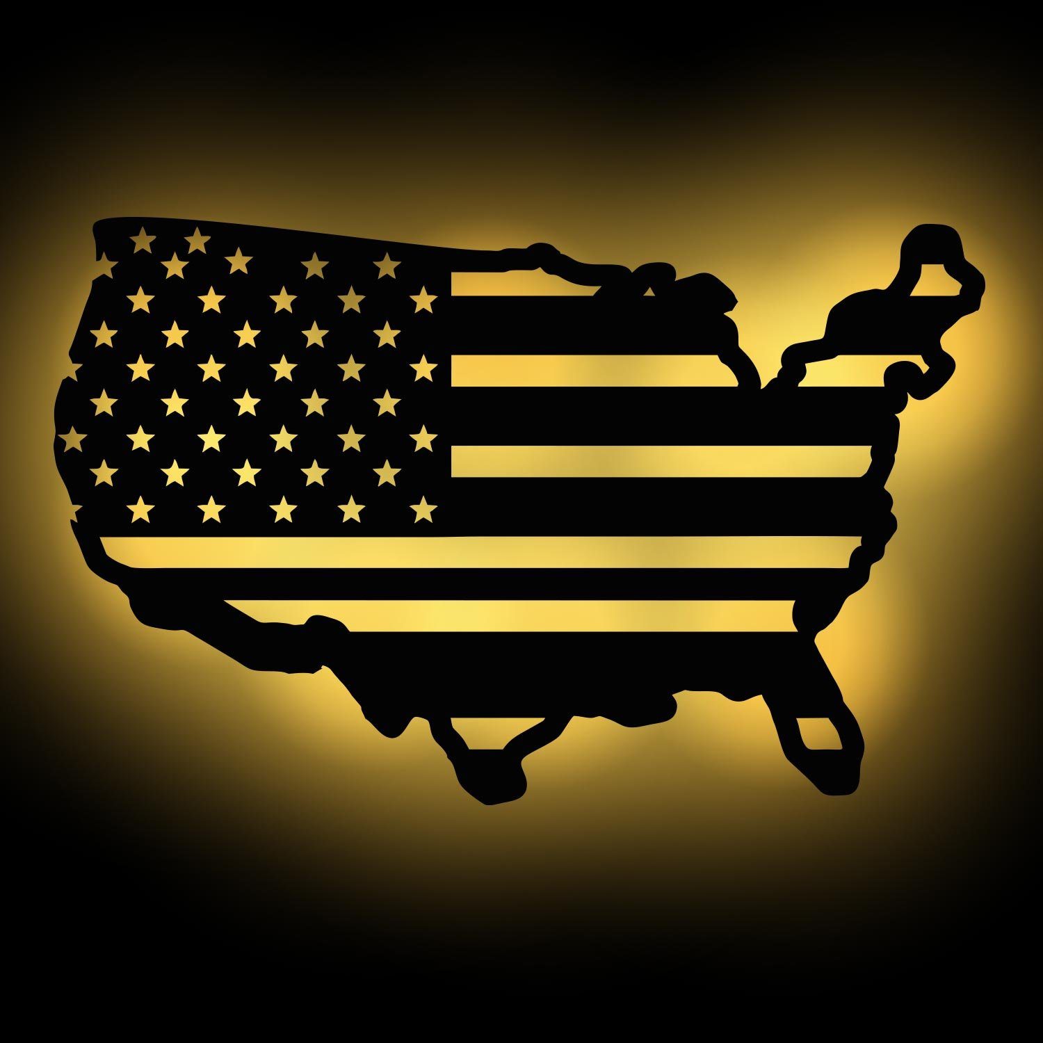 LED aus integriert, USA für Dekolicht Fans, Zugschalter, USA Schwarz fest Wandlampe Ohne Flagge Namofactur Holz, Wanddeko Warmweiß LED