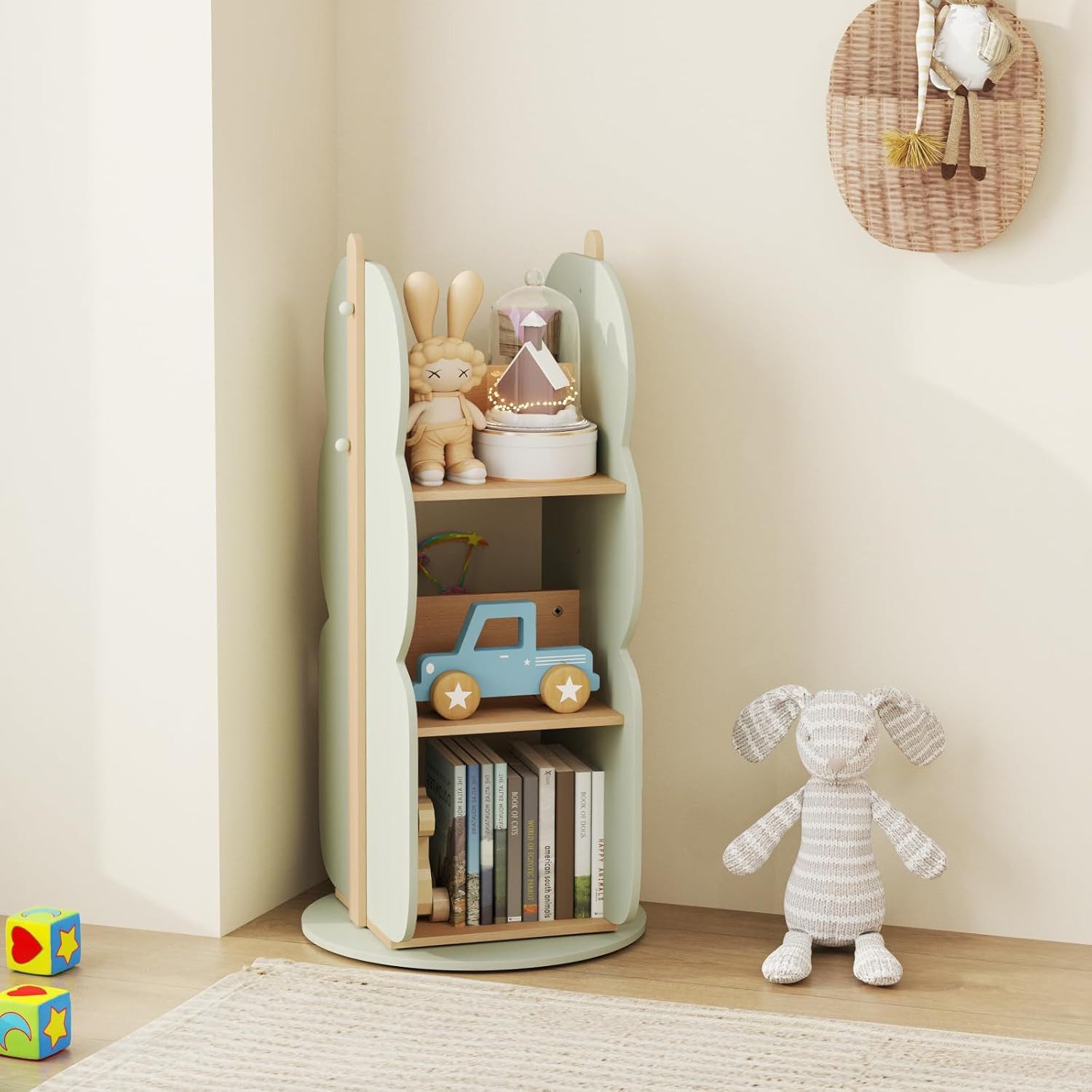 KOMFOTTEU Bücherregal, 360° drehbares Kinderregal, Spielzeugregal günstig online kaufen