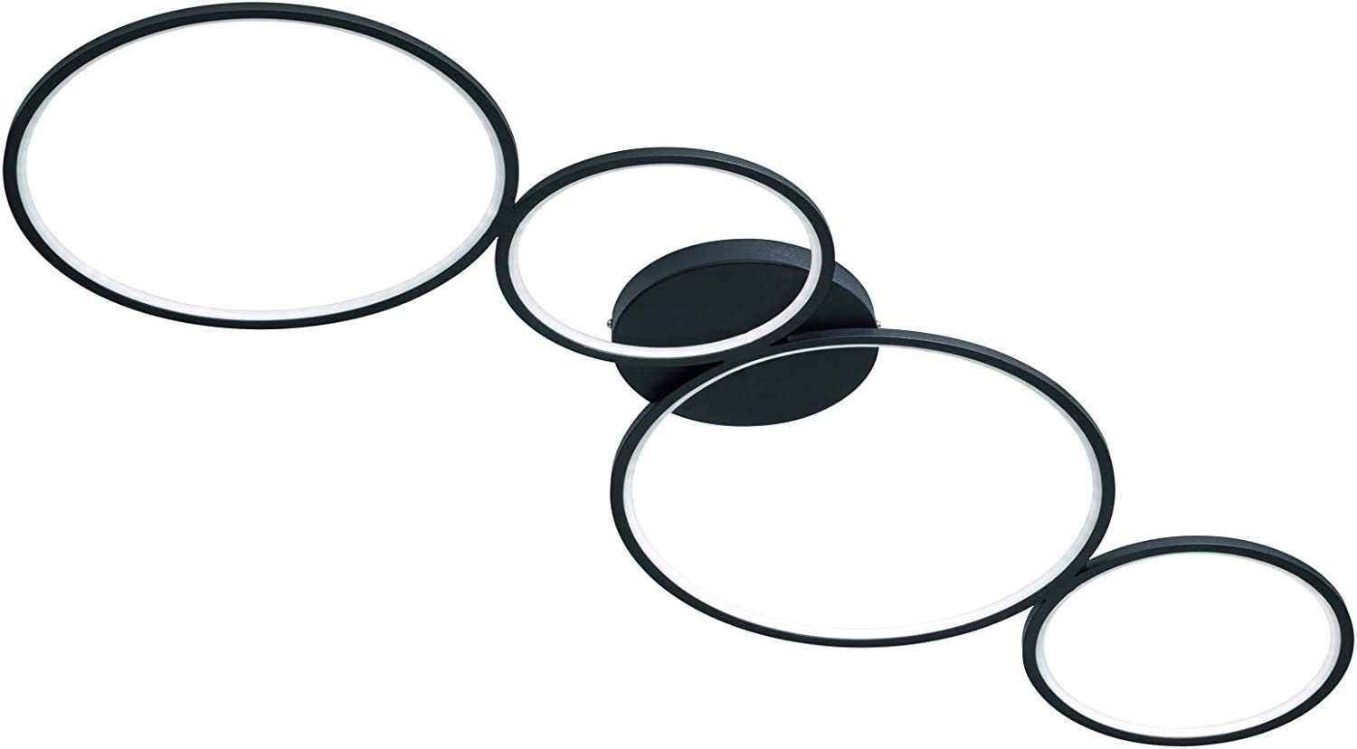 Warmweiß, lightling Sina Deckenleuchte schwarz integriert, Ringe, LED LED LED 4 fest Deckenlampe
