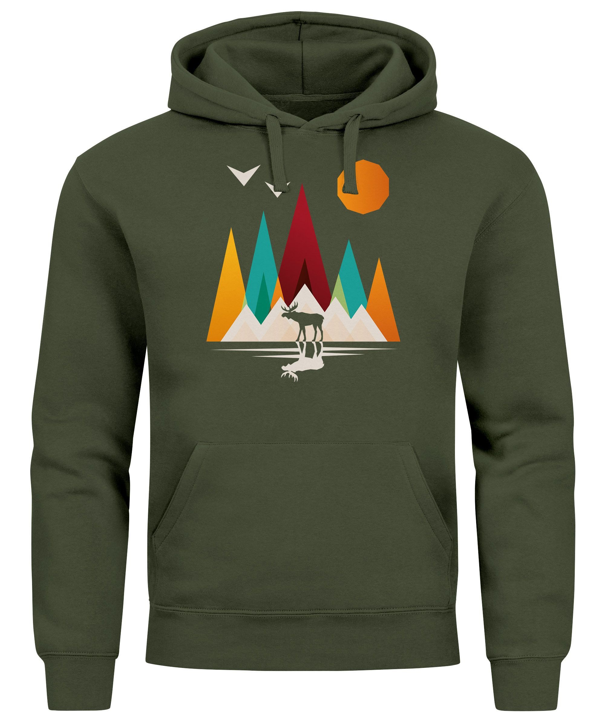 Neverless Hoodie Hoodie Herren Berge Elch Natur Polygon Outdoor Printshirt günstig online kaufen
