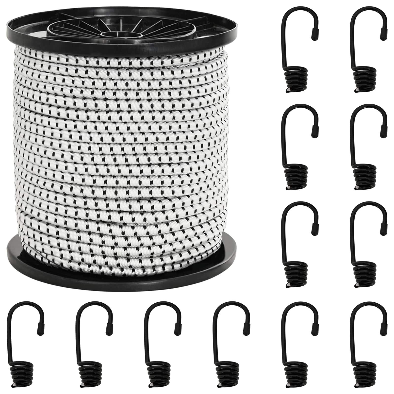 vidaXL Seil Bungee-Schnüre mit Haken 4 mm Schwarz und Weiß PP und Gummi